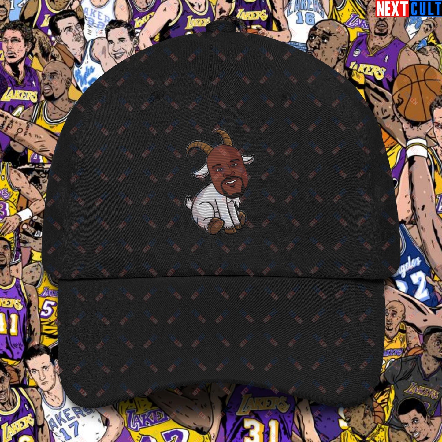 Shaquille O’Neal GOAT Dad Hat - Shaq Basketball Meme Cap - Greatest of All Time NBA Funny Cartoon Hat for Basketball Fans - Perfect Gift for Shaq Lovers Dad hat Black Hats Basketball G.O.A.T. Los Angeles Lakers NBA Orlando Magic Shaq Next Cult Brand