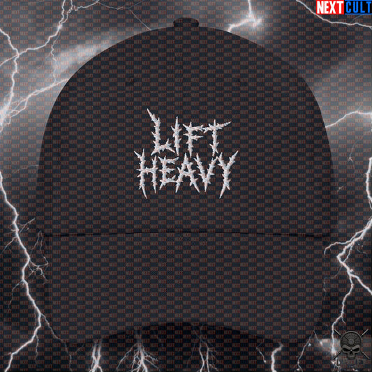 Lift Heavy Dad Hat – Heavy Metal Style Gym Hat for Lifters, Bodybuilders & Powerlifters Default Title Next Cult Brand