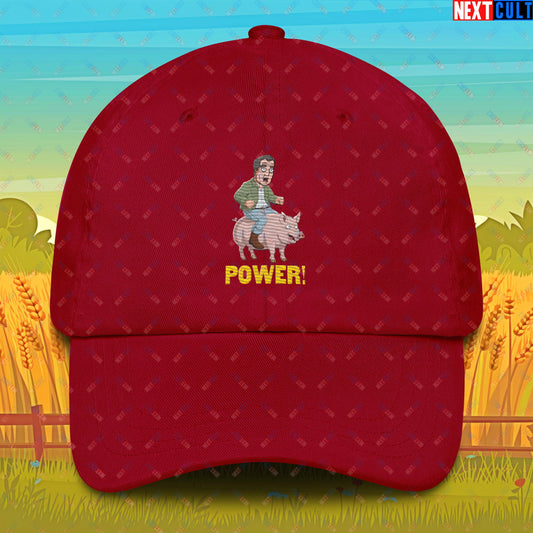 Power Pig Farming Jeremy Clarkson's Farm Diddly Squat Grand Tour Top Gear Funny Meme Cartoon Dad hat Cranberry Hats Clarkson's Farm Grand Tour Jeremy Clarkson Top Gear TV Shows Next Cult Brand
