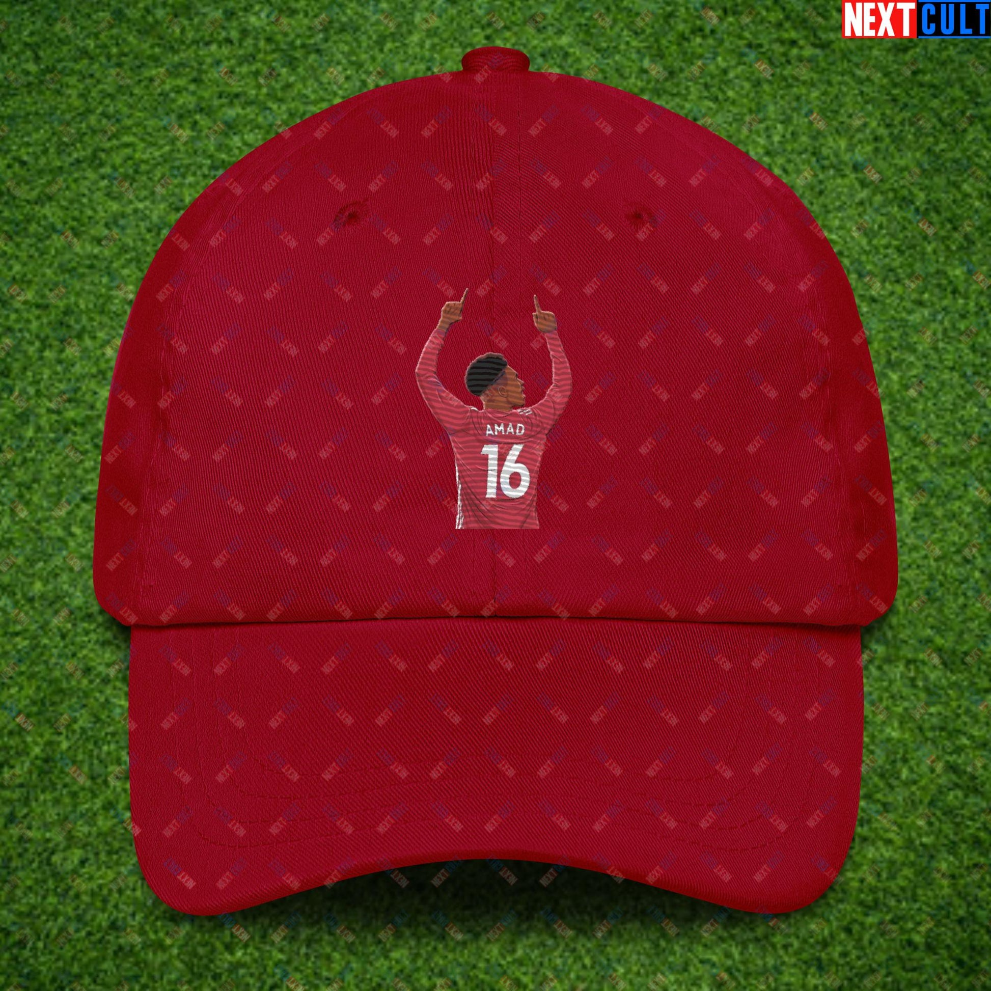 Amad Diallo Goal Celebration AMADNESS Manchester United Funny Meme Cartoon Dad hat Cranberry Hats Amad Diallo Football Manchester United Next Cult Brand