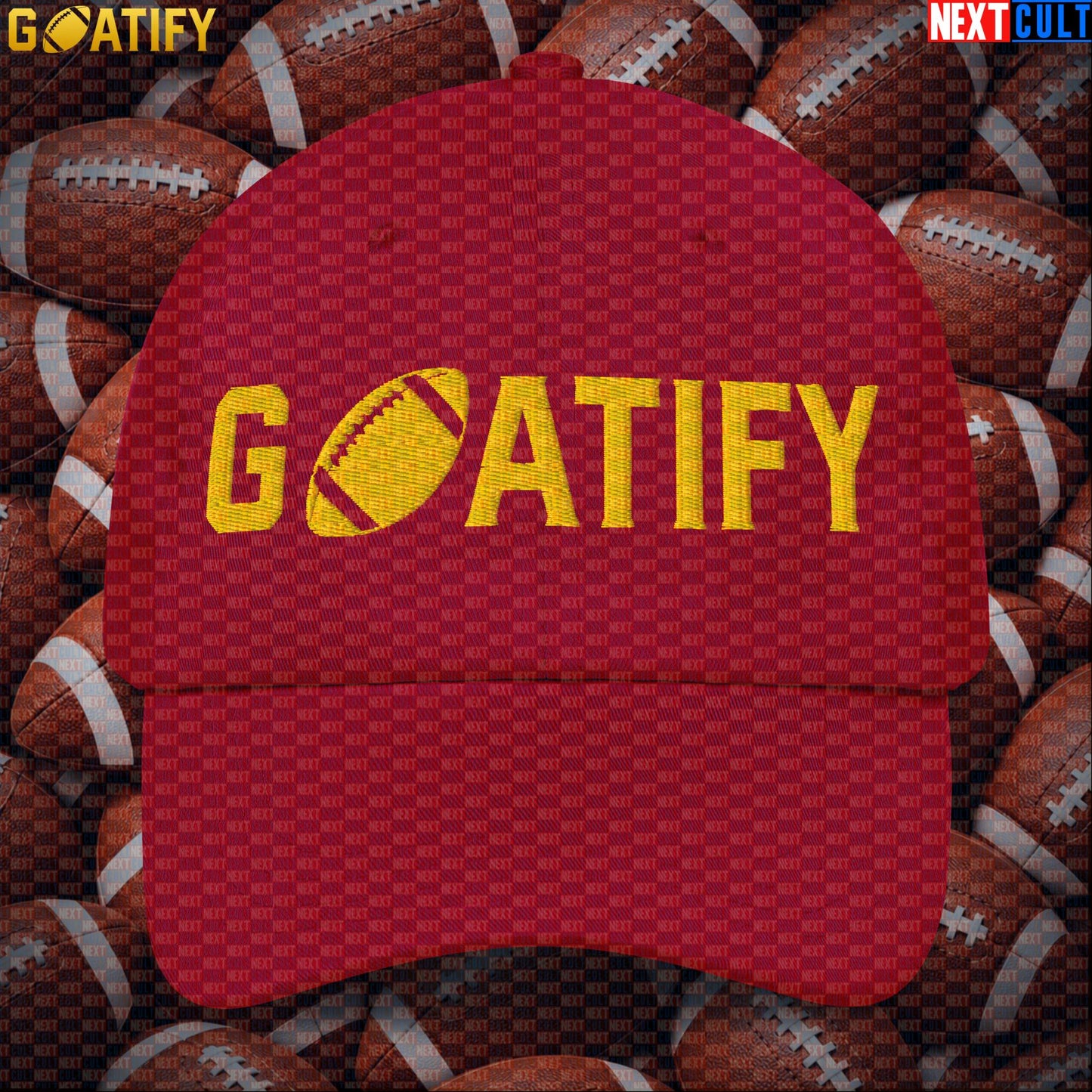 Cap GOATIFY Football GOAT Dad Hat for NFL Fans Greatest of All Time Sports Gift |  | ["American Football", "NFL"]