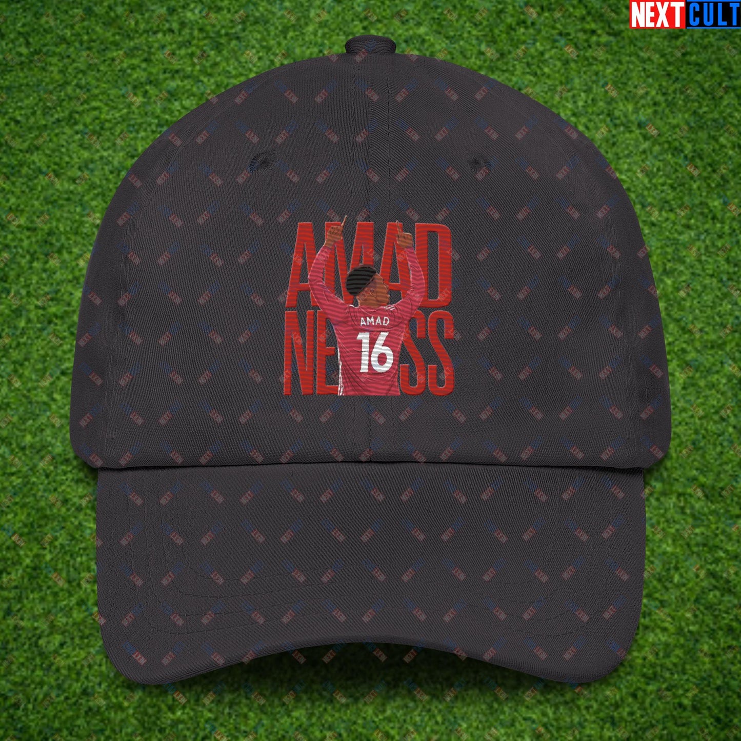 AMADNESS Amad Diallo Manchester United Funny Meme Cartoon Dad hat Dark Grey Hats Football Manchester United Next Cult Brand