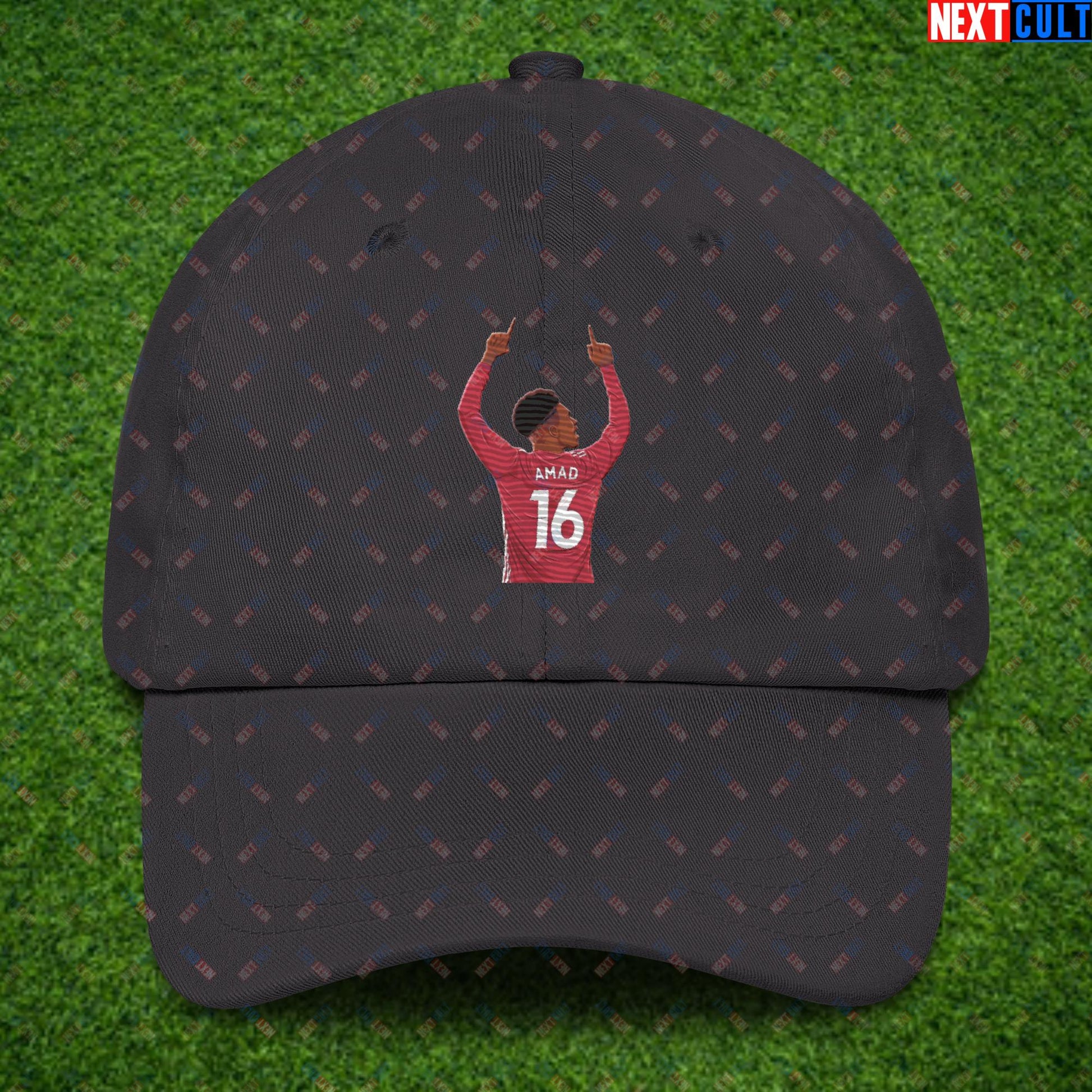 Amad Diallo Goal Celebration AMADNESS Manchester United Funny Meme Cartoon Dad hat Dark Grey Hats Amad Diallo Football Manchester United Next Cult Brand