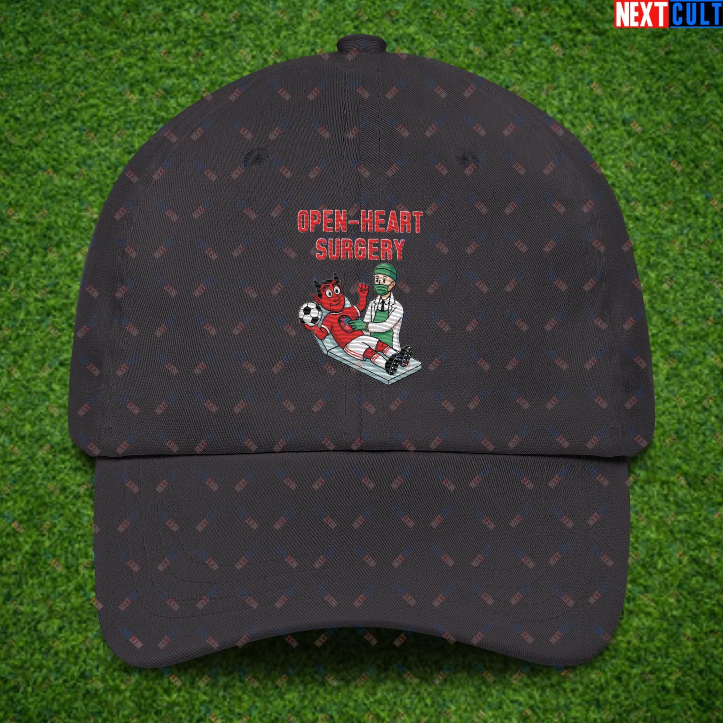 Ralf Rangnick "United Need Open Heart Surgery" Dad Hat - Manchester United Fan Protest Cap - Lazy Players Out, Proper Structure In, Remove Owners - Funny Football Meme Gift Dark Grey Hats Football GlazersOut Manchester United RatcliffeOut Next Cult Brand