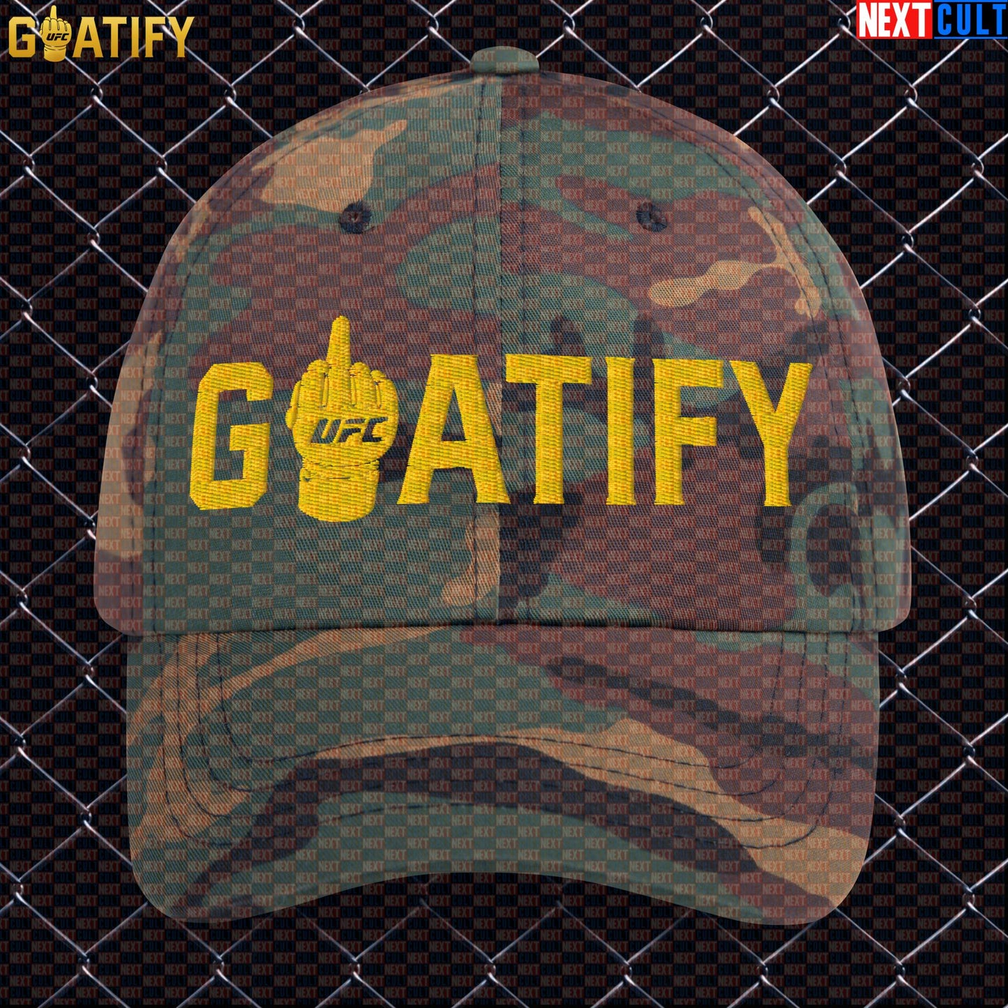 MMA GOAT Cap Gold Middle Finger Fight Hat for UFC Fans, Fighters & Jiu Jitsu Gifts | GOATIFY |  | ["Martial Arts", "MMA", "UFC"]