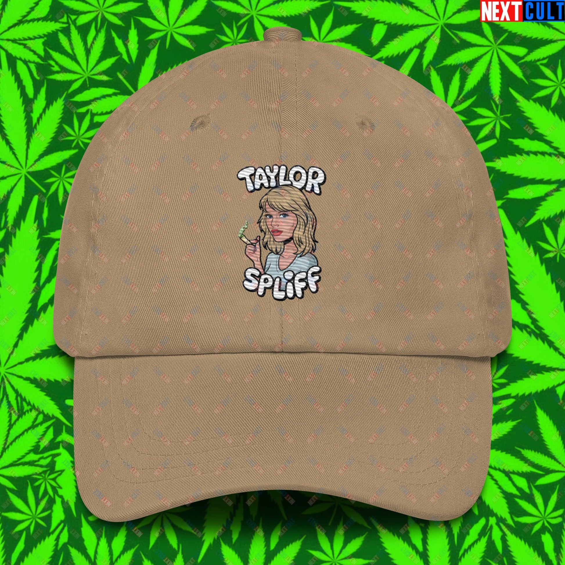 Taylor Spliff Pop Music Star Pothead Stoner Funny Weed Meme Dad hat Khaki Hats Music Weed Next Cult Brand