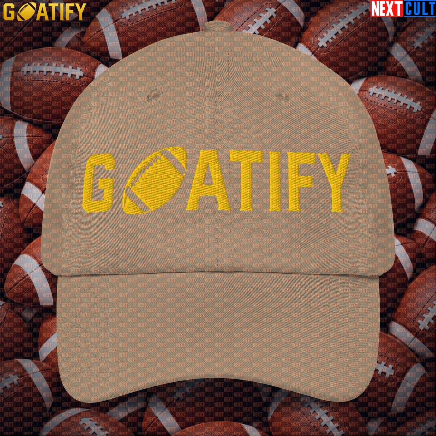 Cap GOATIFY Football GOAT Dad Hat for NFL Fans Greatest of All Time Sports Gift |  | ["American Football", "NFL"]