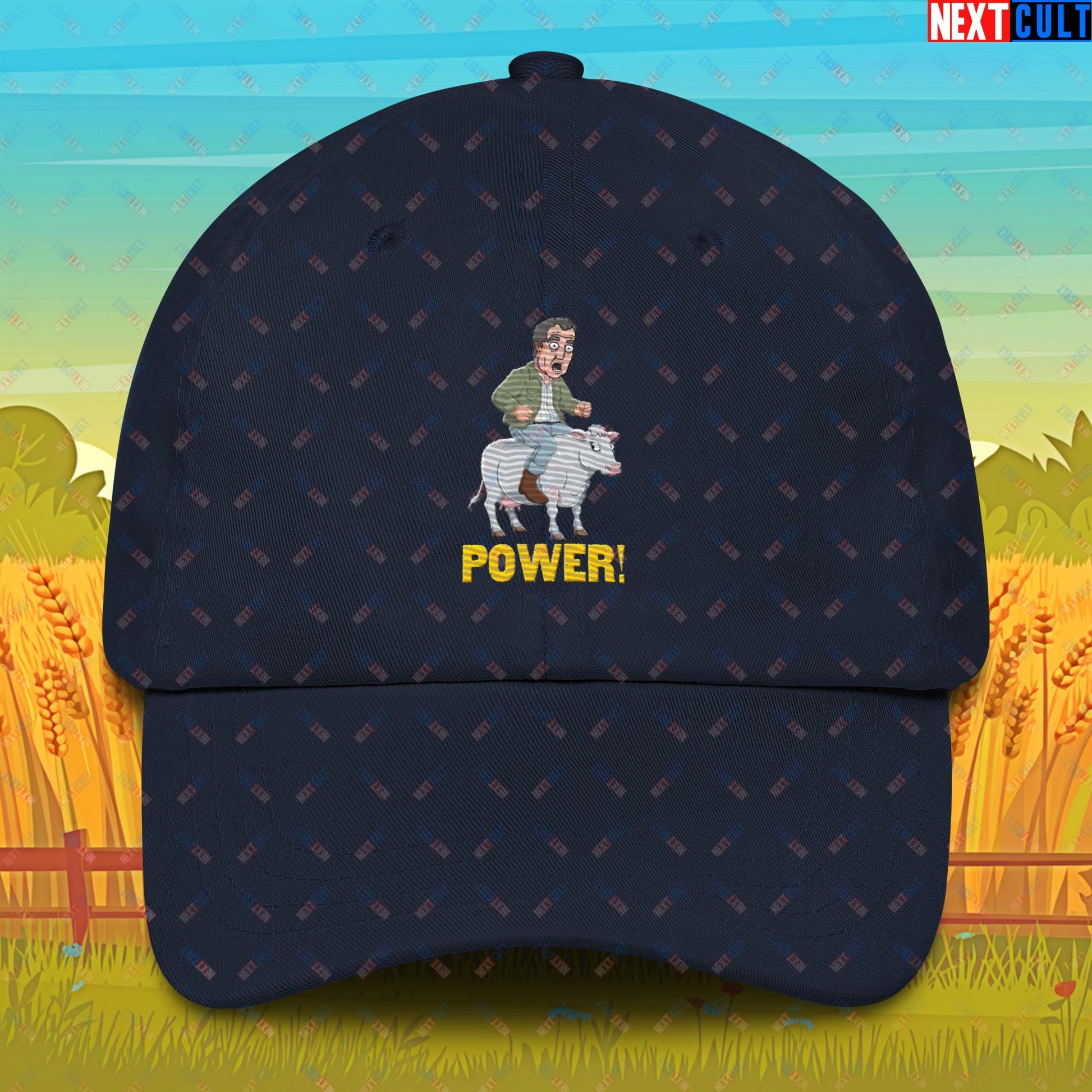 Speed and Power Pepper Cow Jeremy Clarkson's Farm Diddly Squat Grand Tour Top Gear Funny Meme Cartoon Dad hat Navy Hats Clarkson's Farm Grand Tour Jeremy Clarkson Top Gear TV Shows Next Cult Brand