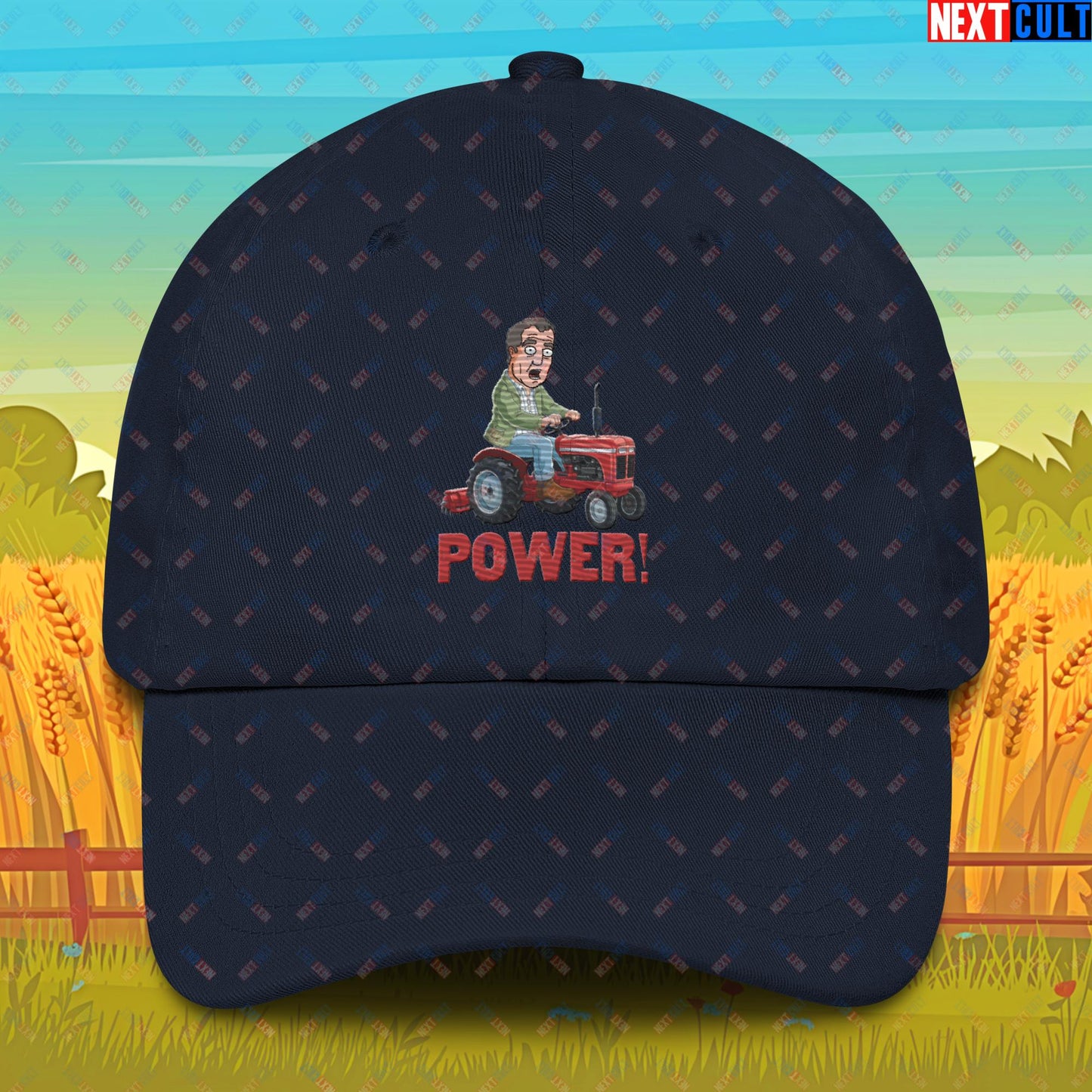 Speed and Power Tractor Jeremy Clarkson's Farm Diddly Squat Grand Tour Top Gear Funny Meme Cartoon Dad hat Navy Hats Clarkson's Farm Grand Tour Jeremy Clarkson Top Gear TV Shows Next Cult Brand