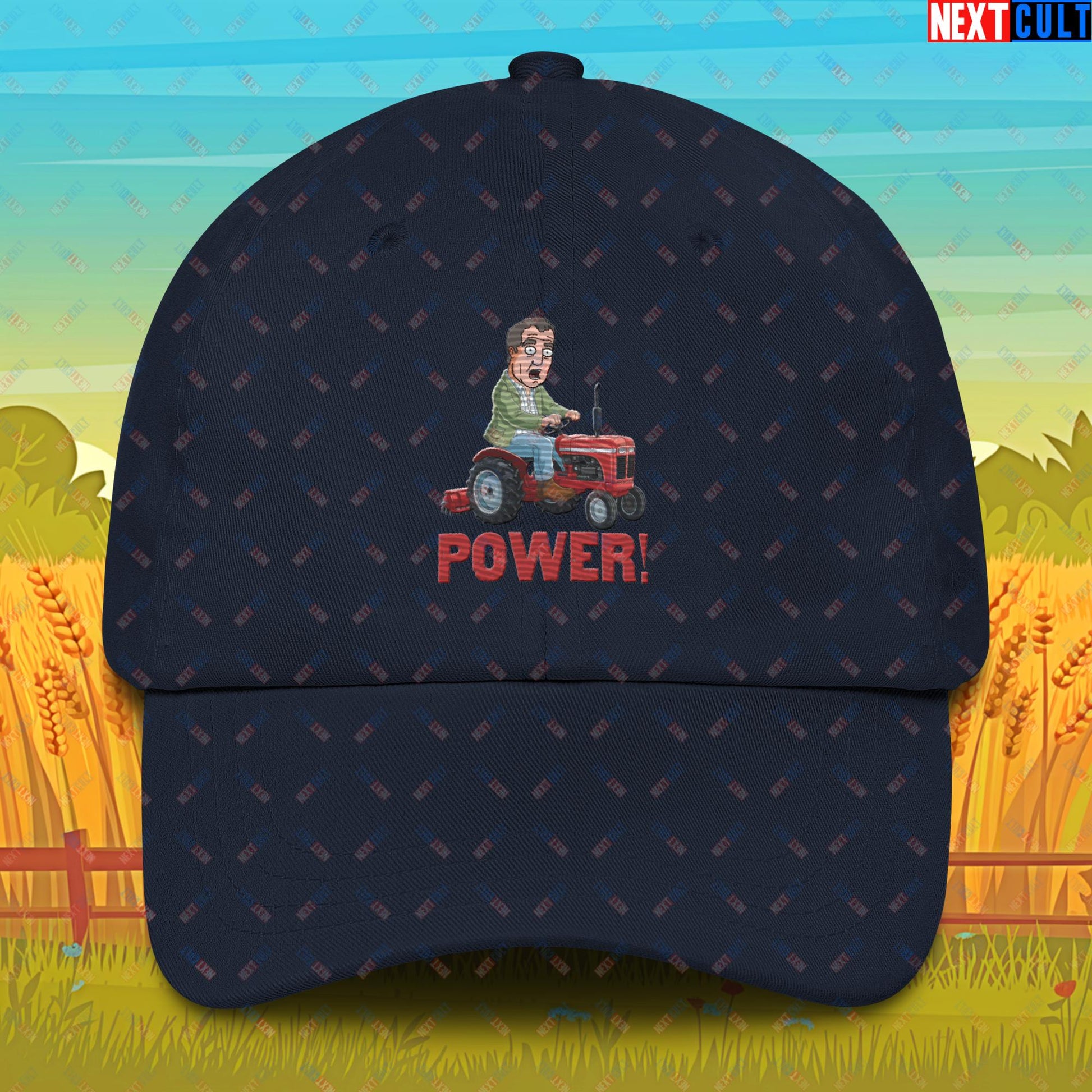 Speed and Power Tractor Jeremy Clarkson's Farm Diddly Squat Grand Tour Top Gear Funny Meme Cartoon Dad hat Navy Hats Clarkson's Farm Grand Tour Jeremy Clarkson Top Gear TV Shows Next Cult Brand