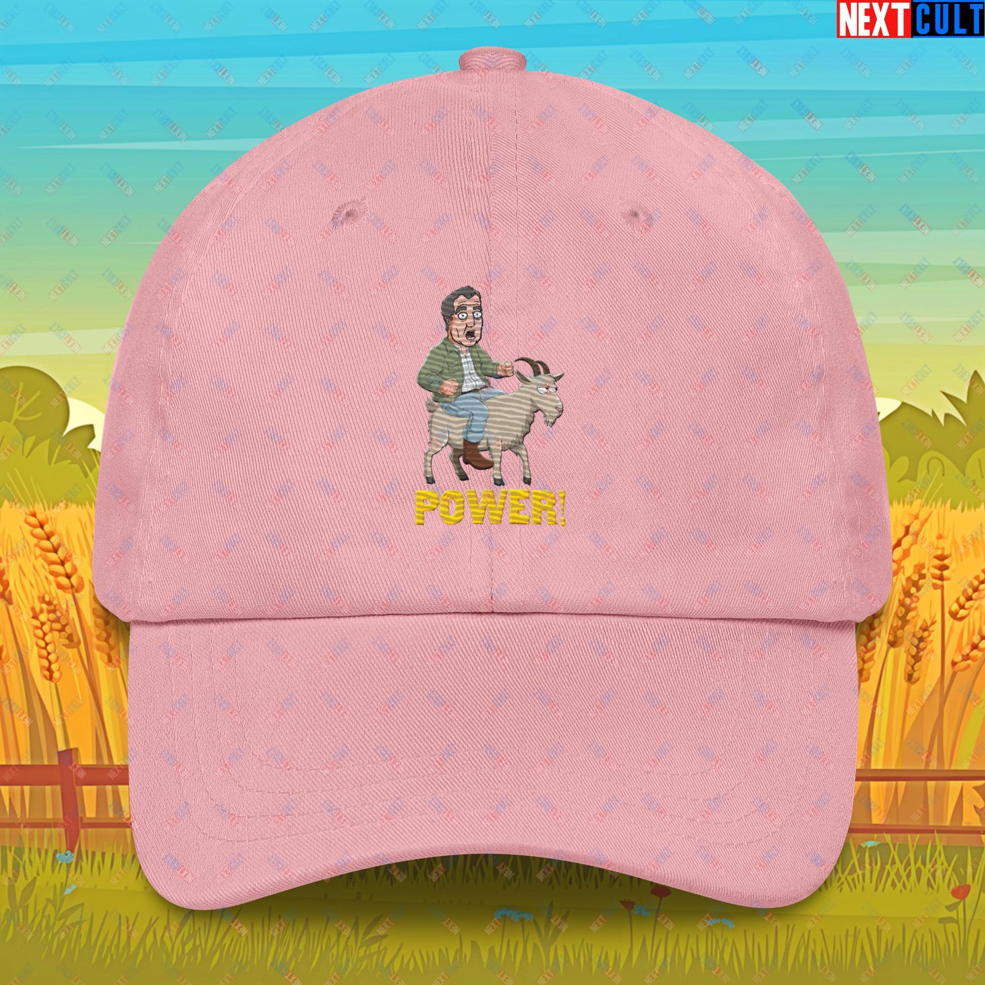 Speed and Power Goat Jeremy Clarkson's Farm Diddly Squat Grand Tour Top Gear Funny Meme Cartoon Dad hat Pink Hats Clarkson's Farm Grand Tour Jeremy Clarkson Top Gear TV Shows Next Cult Brand