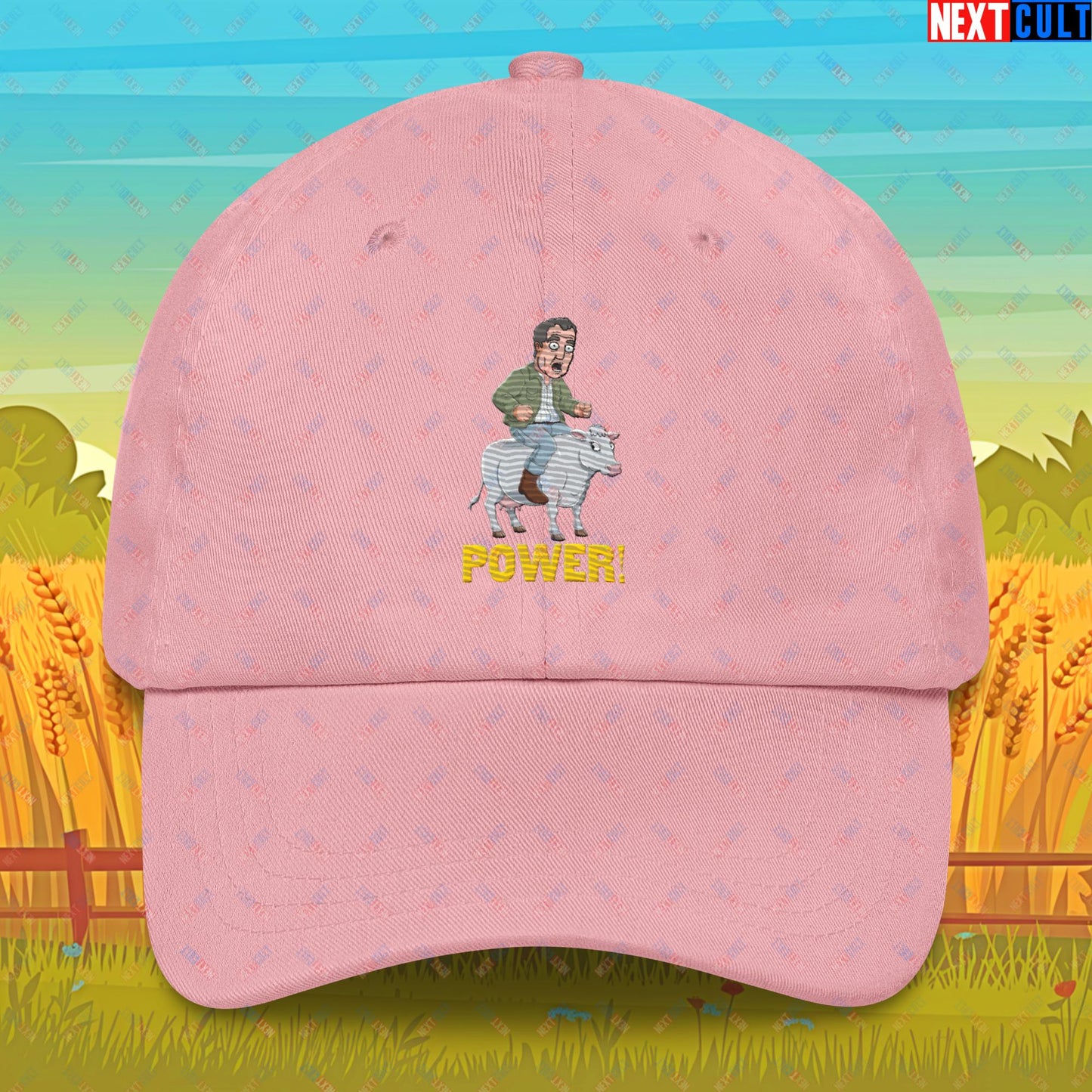 Speed and Power Pepper Cow Jeremy Clarkson's Farm Diddly Squat Grand Tour Top Gear Funny Meme Cartoon Dad hat Pink Hats Clarkson's Farm Grand Tour Jeremy Clarkson Top Gear TV Shows Next Cult Brand