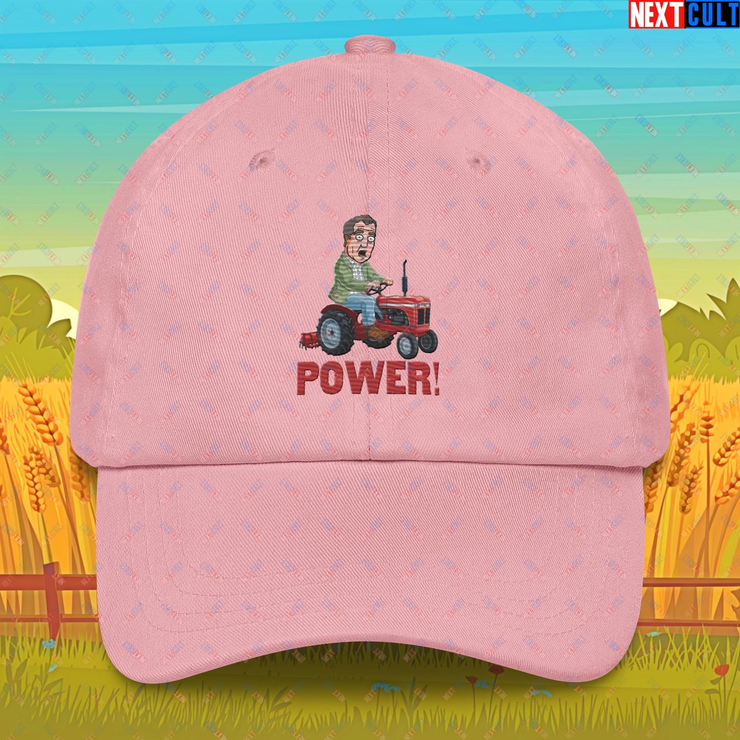 Speed and Power Tractor Jeremy Clarkson's Farm Diddly Squat Grand Tour Top Gear Funny Meme Cartoon Dad hat Pink Hats Clarkson's Farm Grand Tour Jeremy Clarkson Top Gear TV Shows Next Cult Brand