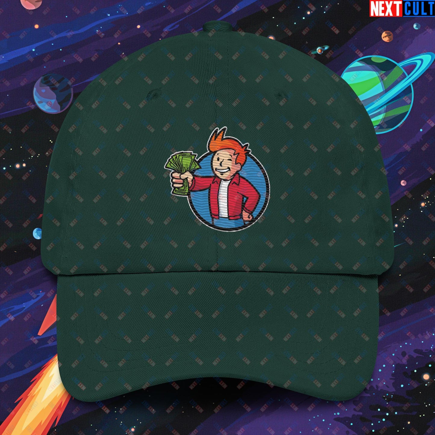 Shut Up And Take My Money Fry Boy Futurama Vault Boy Fallout Funny Cartoon Mashup Dad hat