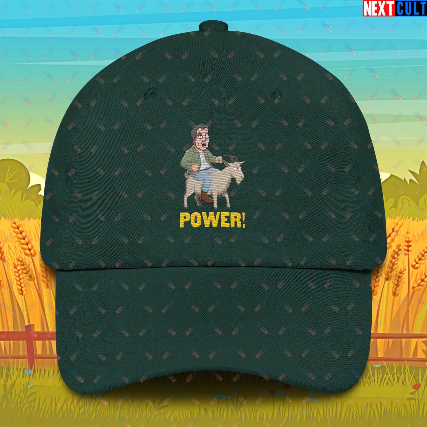 Speed and Power Goat Jeremy Clarkson's Farm Diddly Squat Grand Tour Top Gear Funny Meme Cartoon Dad hat Spruce Hats Clarkson's Farm Grand Tour Jeremy Clarkson Top Gear TV Shows Next Cult Brand