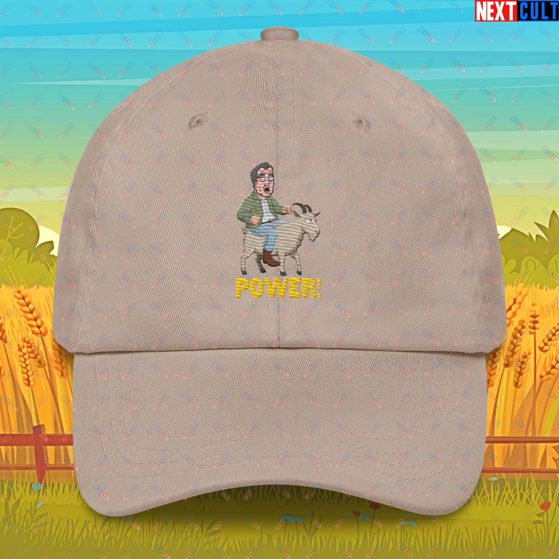 Speed and Power Goat Jeremy Clarkson's Farm Diddly Squat Grand Tour Top Gear Funny Meme Cartoon Dad hat Stone Hats Clarkson's Farm Grand Tour Jeremy Clarkson Top Gear TV Shows Next Cult Brand