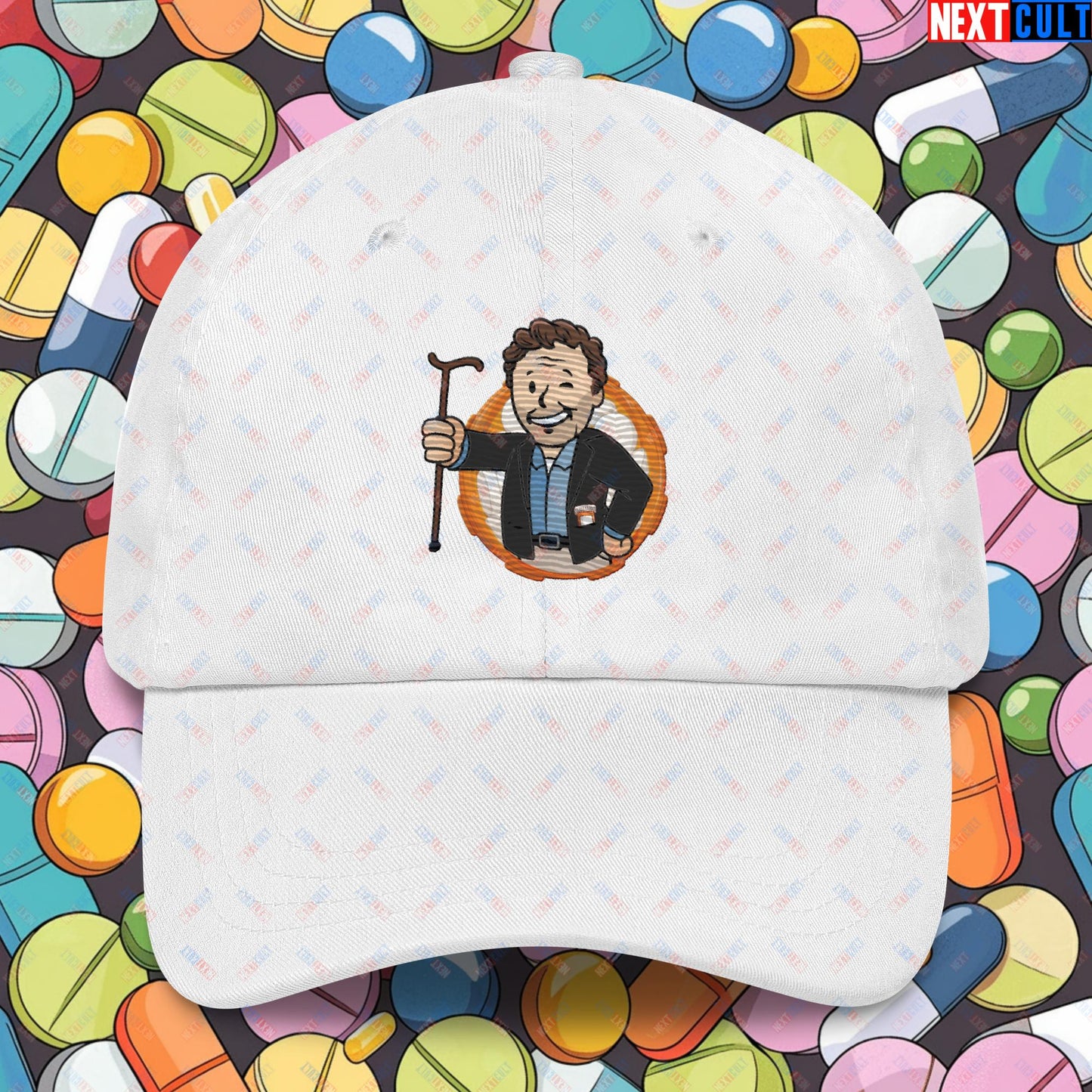 Doctor House M.D. Vault Boy Fallout Funny Meme Cartoon Mashup Dad hat