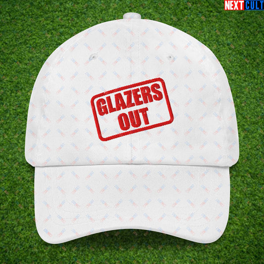 Glazers Out Stop The Glazers Ruining Manchester United Fan Protest Against Glazers Dad hat White Hats Football GlazersOut Manchester United RatcliffeOut Next Cult Brand