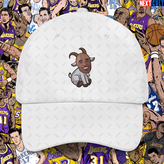 Kobe Bryant G.O.A.T. Dad Hat - Settle the Debate Baseball Cap - Greatest of All Time NBA Meme Hat for Basketball Fans - Perfect Gift for Kobe Fans Dad hat White Hats Basketball G.O.A.T. Kobe Bryant Los Angeles Lakers NBA Next Cult Brand