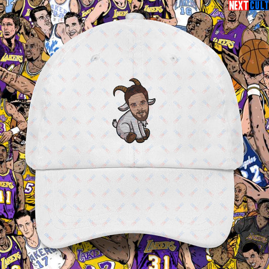 Pau Gasol G.O.A.T. Dad Hat - Funny Basketball Meme Cap - Greatest of All Time Baseball Hat for Basketball Fans - Perfect Gift for Pau Gasol Fans Dad hat White Hats Basketball G.O.A.T. Los Angeles Lakers NBA Pau Gasol Next Cult Brand