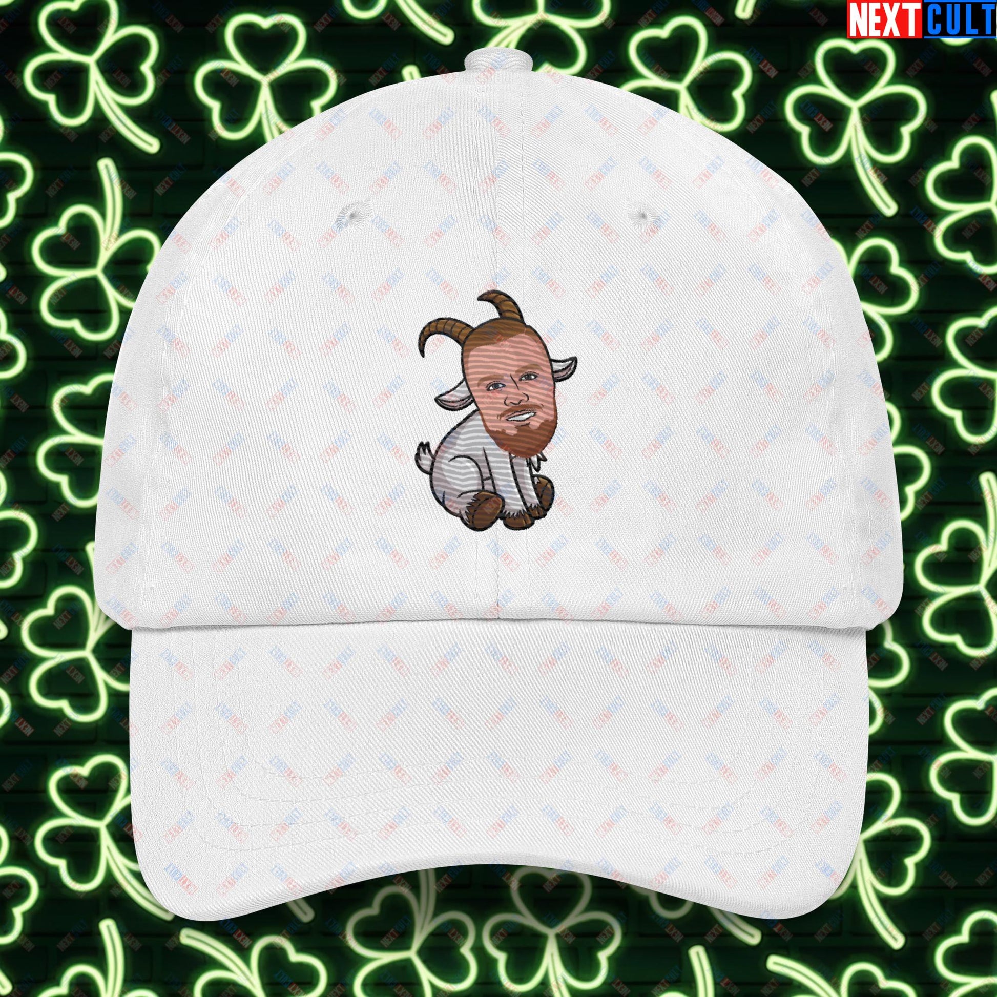 Kristaps Porzingis GOAT Dad Hat - Funny Basketball Meme Cap - Greatest of All Time Baseball Hat for Boston Celtics and Latvia Fans - Perfect Gift for Porzingis Fans Dad hat White Hats Basketball Boston Celtics G.O.A.T. Kristaps Porzingis NBA Next Cult Brand