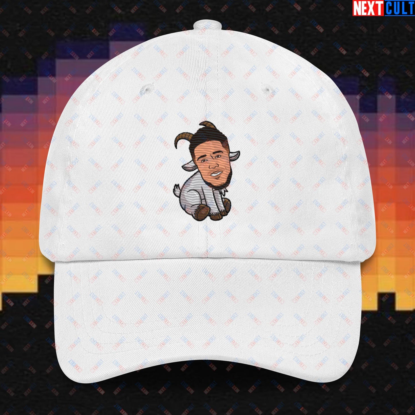 Devin Booker GOAT Dad Hat - Funny Basketball Meme Cap - Phoenix Suns Greatest of All Time Baseball Hat for Basketball Fans - Perfect Gift for Devin Booker Fans Dad hat White Hats Basketball Devin Booker G.O.A.T. NBA Phoenix Suns Next Cult Brand