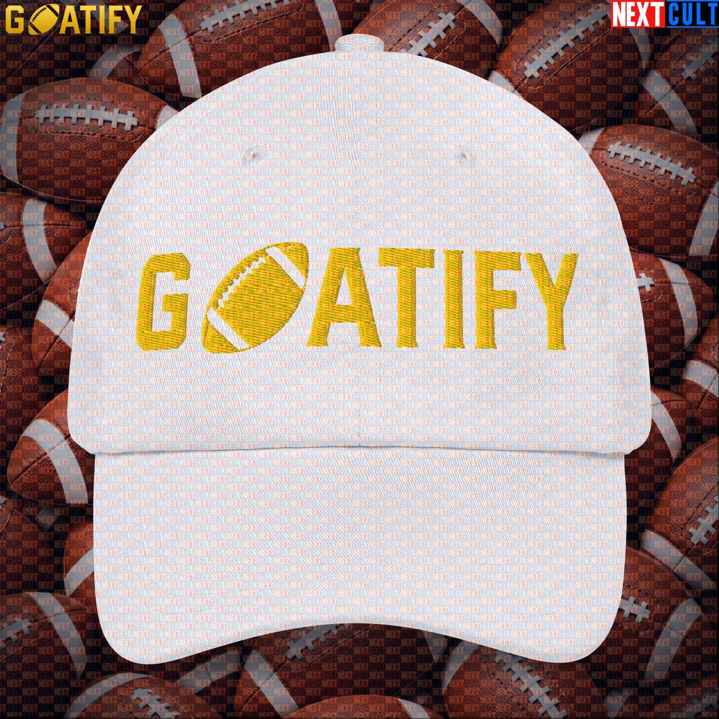 Cap GOATIFY Football GOAT Dad Hat for NFL Fans Greatest of All Time Sports Gift |  | ["American Football", "NFL"]