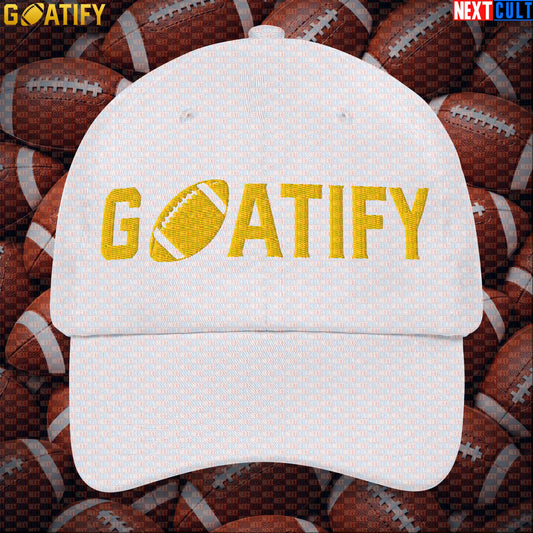 Cap GOATIFY Football GOAT Dad Hat for NFL Fans Greatest of All Time Sports Gift |  | ["American Football", "NFL"]