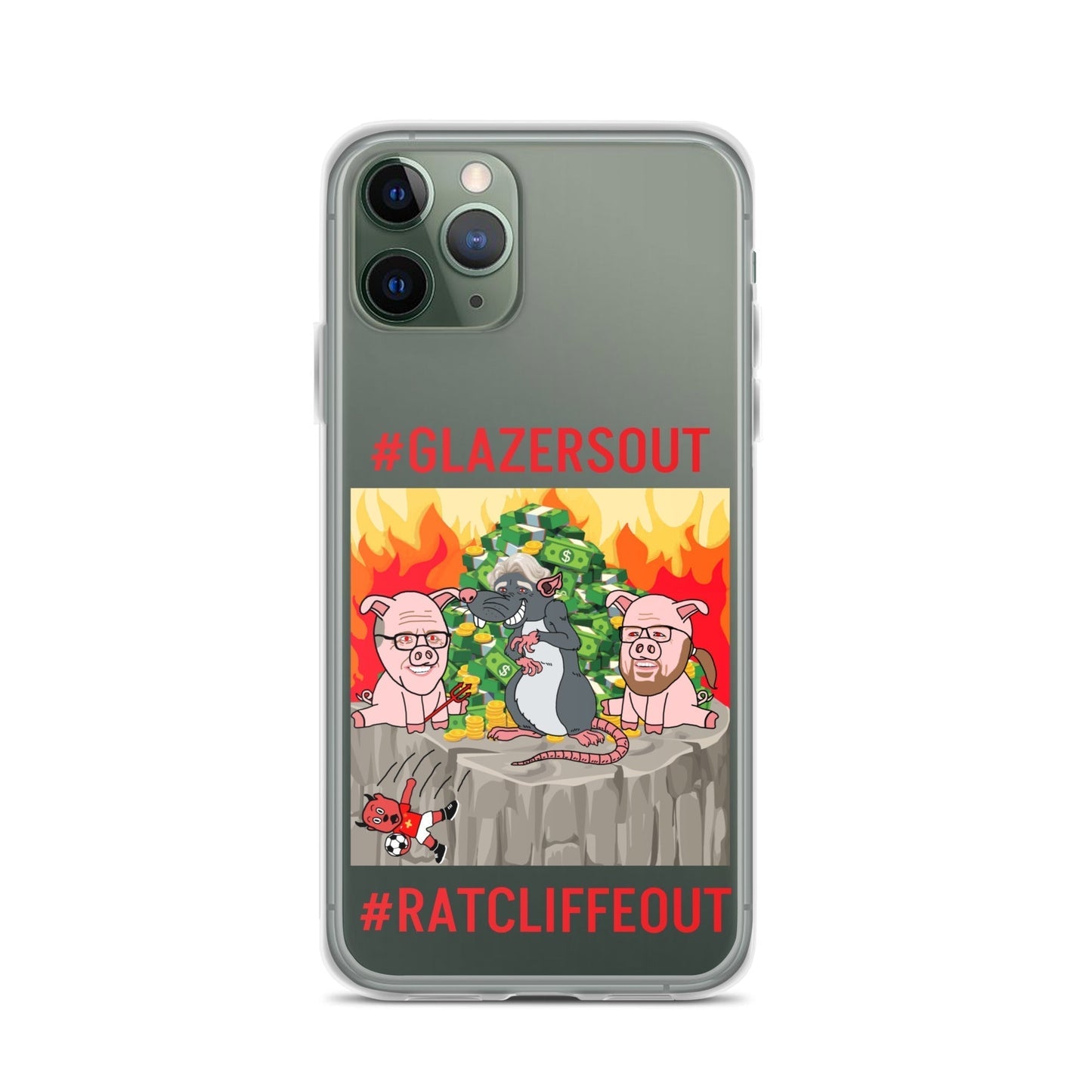 Manchester United Ratcliffe Out, Glazers Out Clear Case for iPhone® iPhone 11 Pro Mobile Phone Cases Football GlazersOut Manchester United RatcliffeOut Next Cult Brand