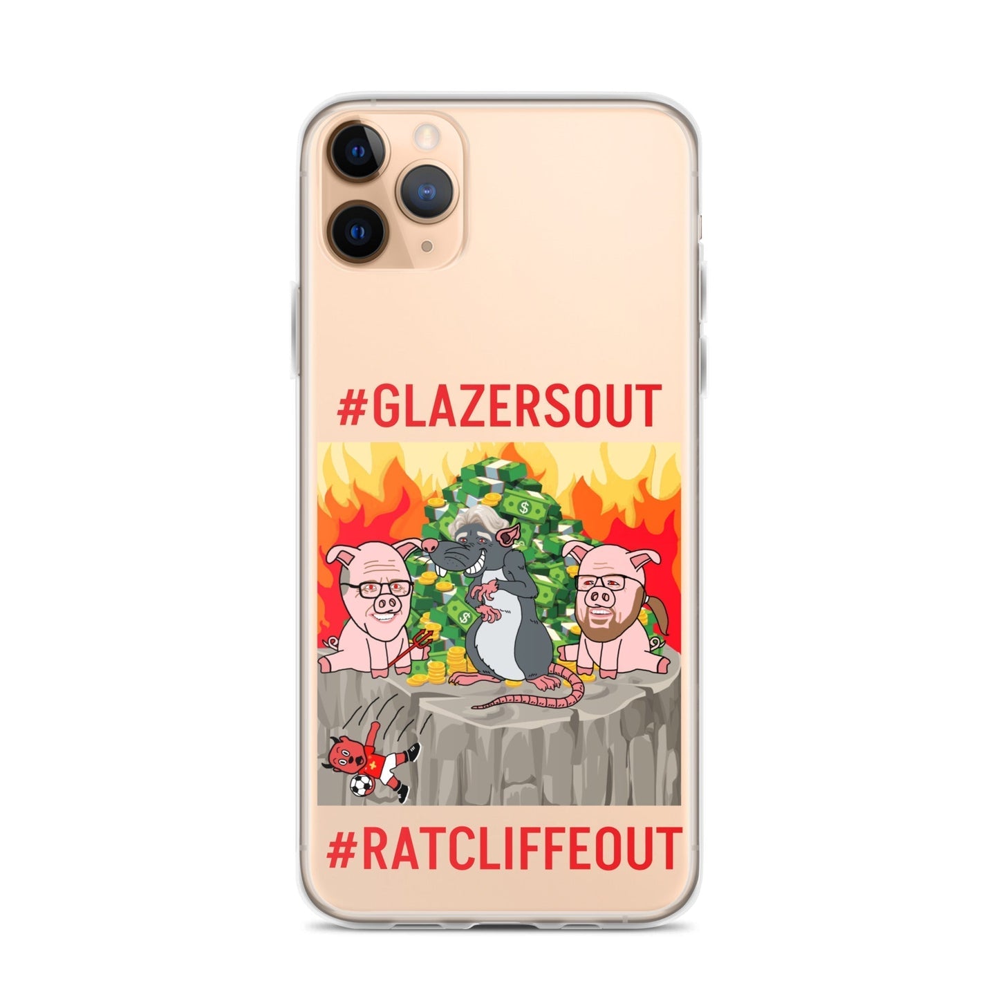 Manchester United Ratcliffe Out, Glazers Out Clear Case for iPhone® iPhone 11 Pro Max Mobile Phone Cases Football GlazersOut Manchester United RatcliffeOut Next Cult Brand