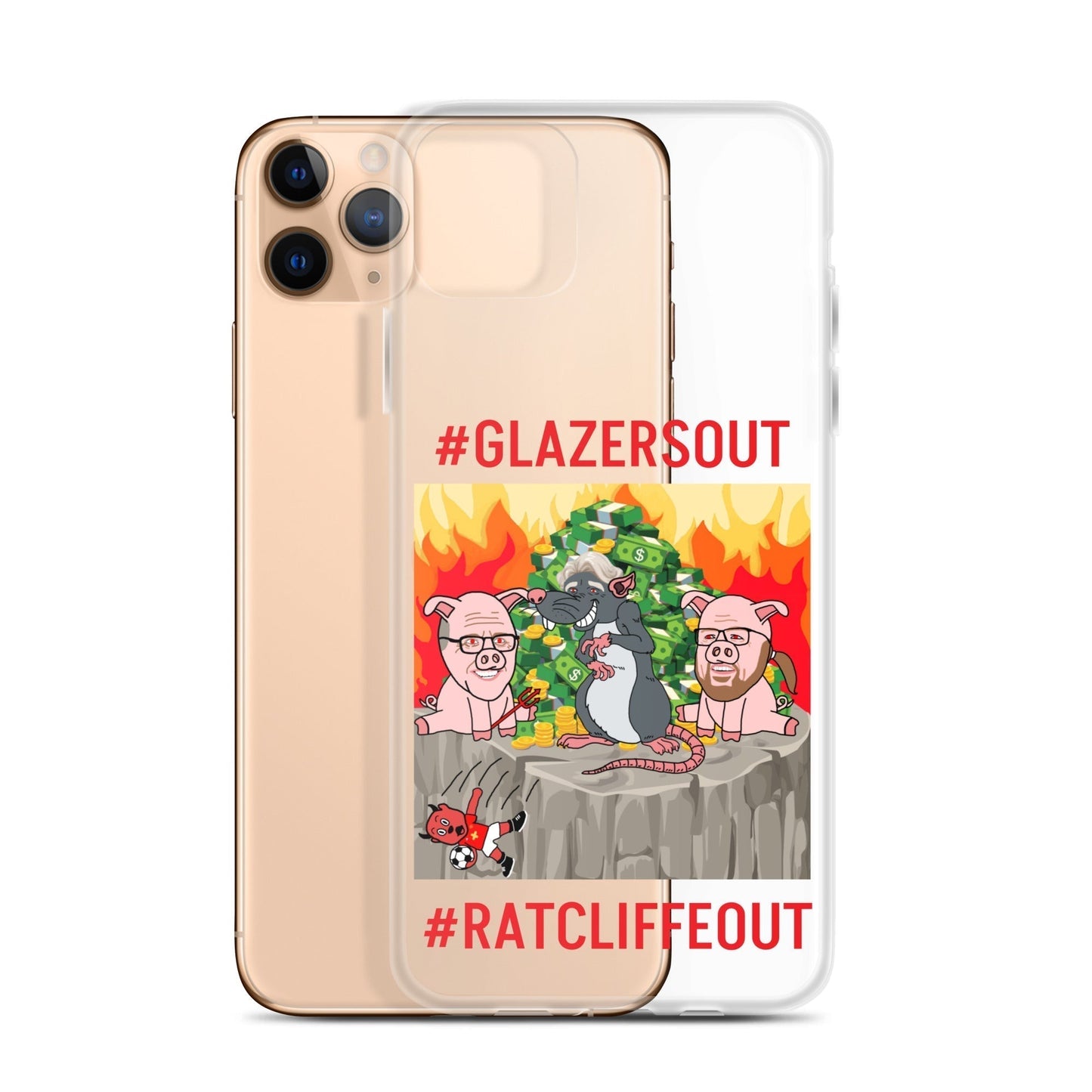 Manchester United Ratcliffe Out, Glazers Out Clear Case for iPhone® Next Cult Brand Football, GlazersOut, Manchester United, RatcliffeOut