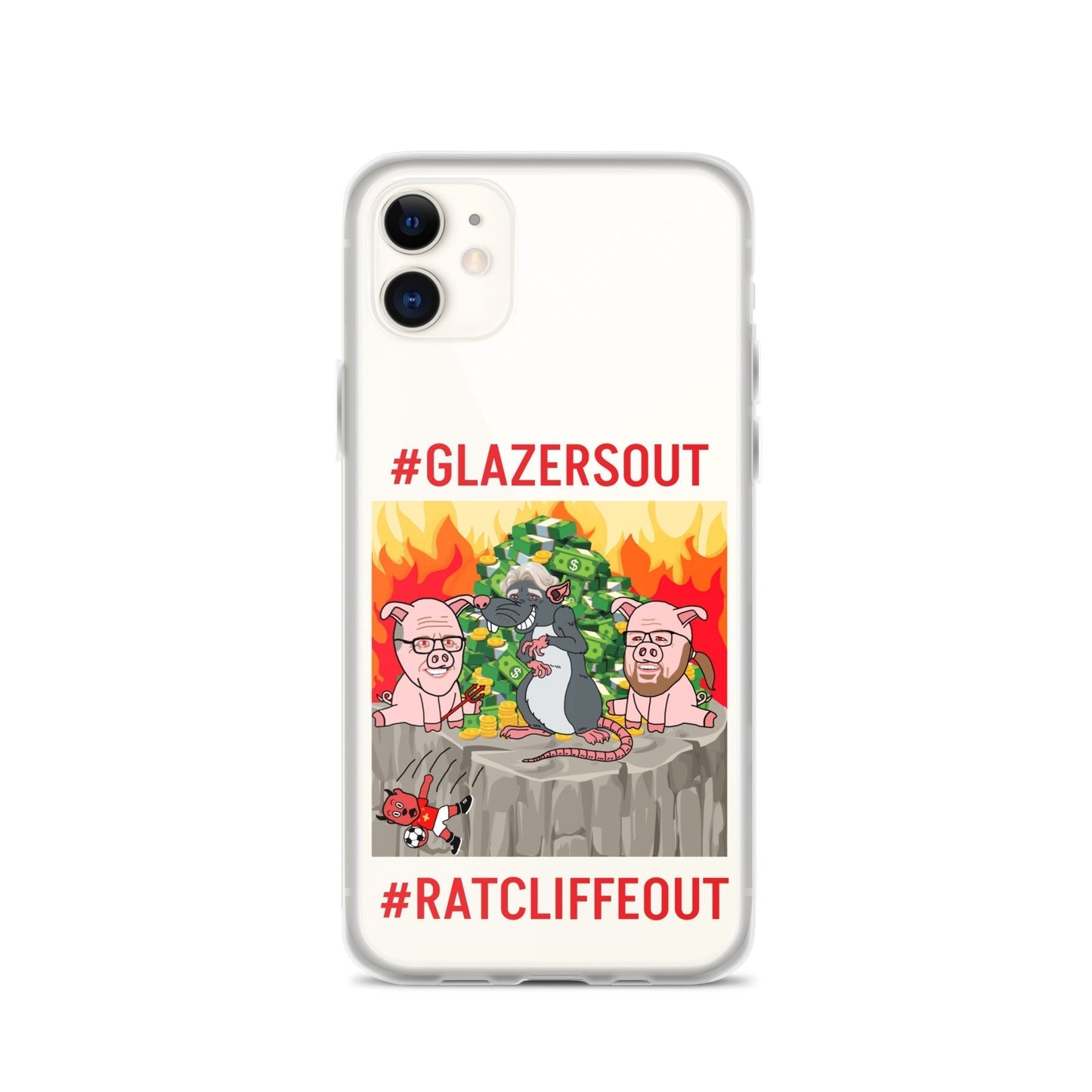 Manchester United Ratcliffe Out, Glazers Out Clear Case for iPhone® Next Cult Brand Football, GlazersOut, Manchester United, RatcliffeOut