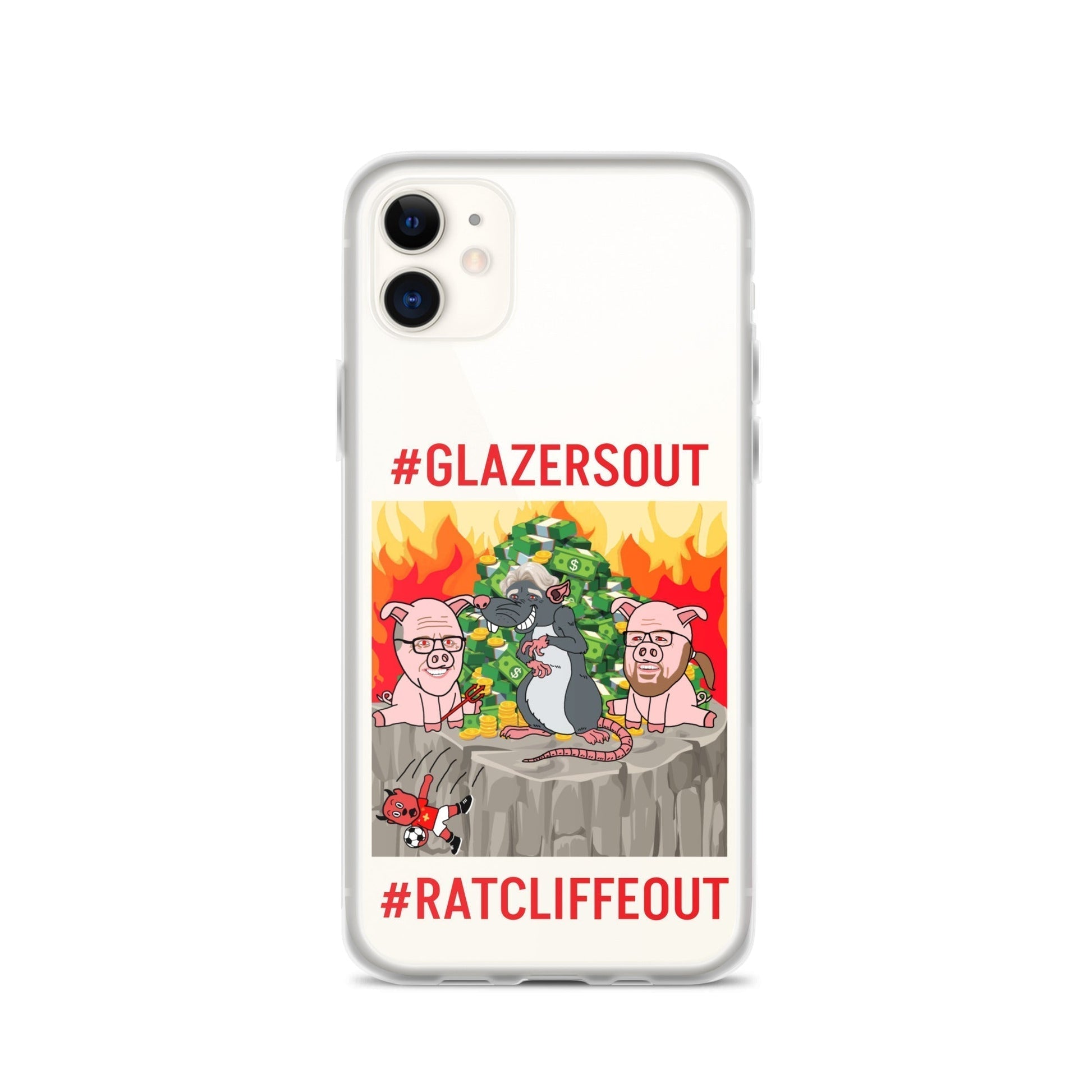 Manchester United Ratcliffe Out, Glazers Out Clear Case for iPhone® iPhone 11 Mobile Phone Cases Football GlazersOut Manchester United RatcliffeOut Next Cult Brand