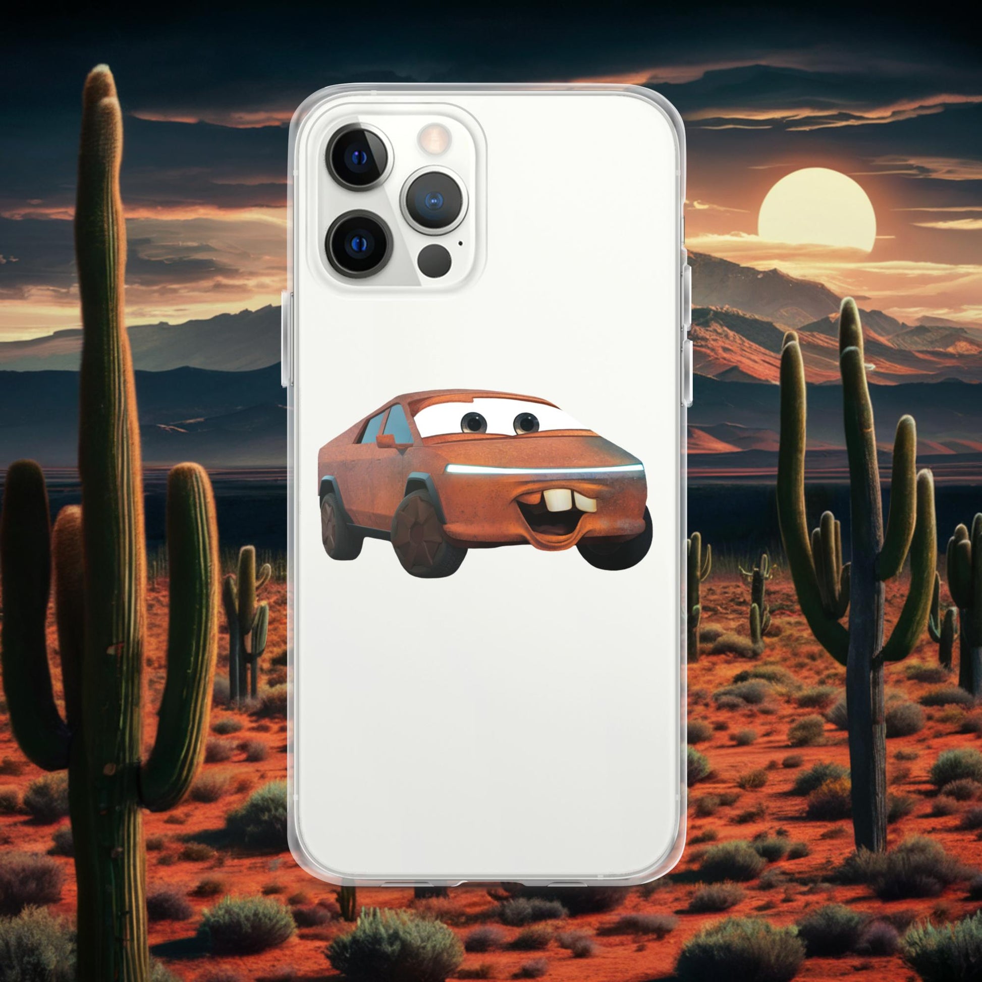 Rusty Tesla Cybertruck Elon Musk Cars Movie Tow Mater Clear Case for iPhone Next Cult Brand