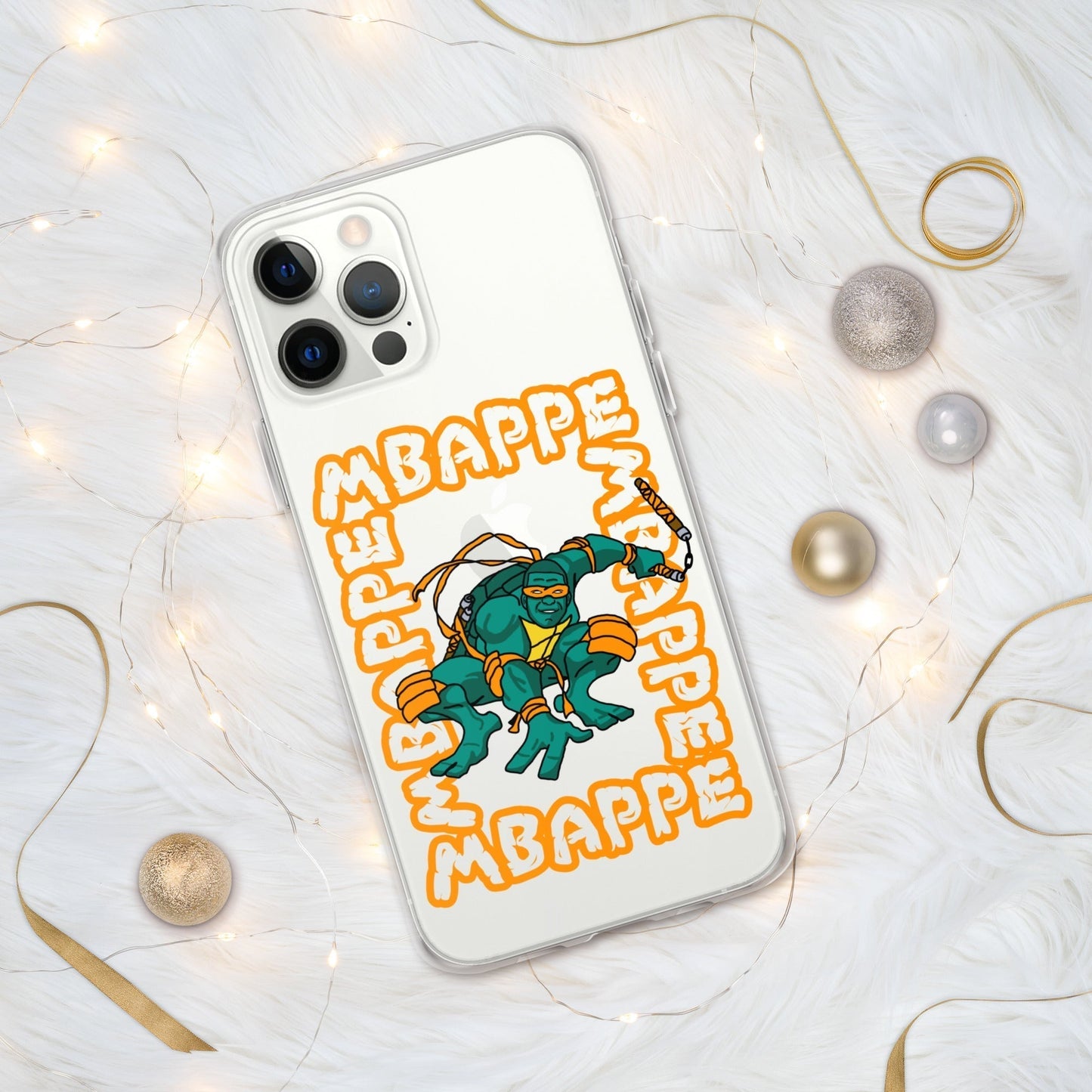 Kylian Mbappe Orange Ninja Turtle Michelangelo Clear Case for iPhone® Next Cult Brand Football, Kylian Mbappe, Michelangelo, Ninja Turtles, PSG