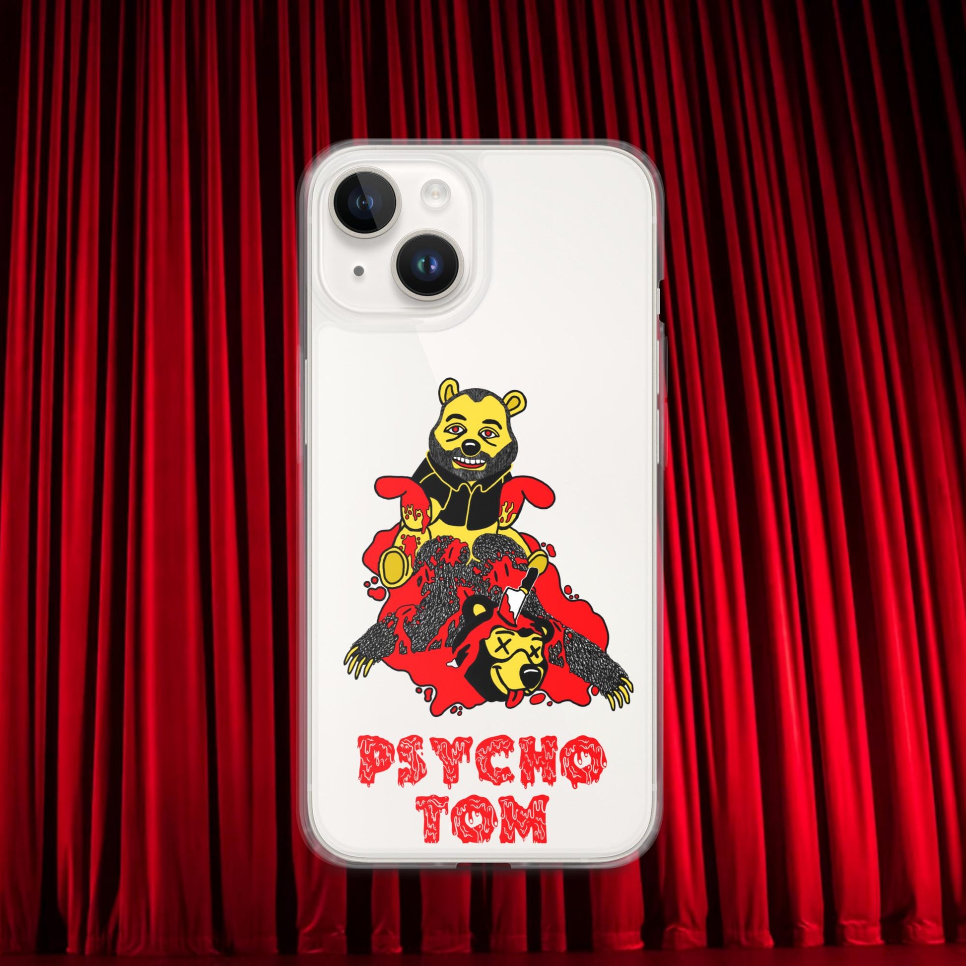 Psycho Tom Segura Clear Case for iPhone, Tom Segura Phone case, Tom Segura iPhone Case, 2b1c Clear Case for iPhone, 2 Bears 1 Cave merch, YMH merch Next Cult Brand 2 Bears 1 Cave, Podcasts, Stand-up Comedy, Tom Segura, YMH