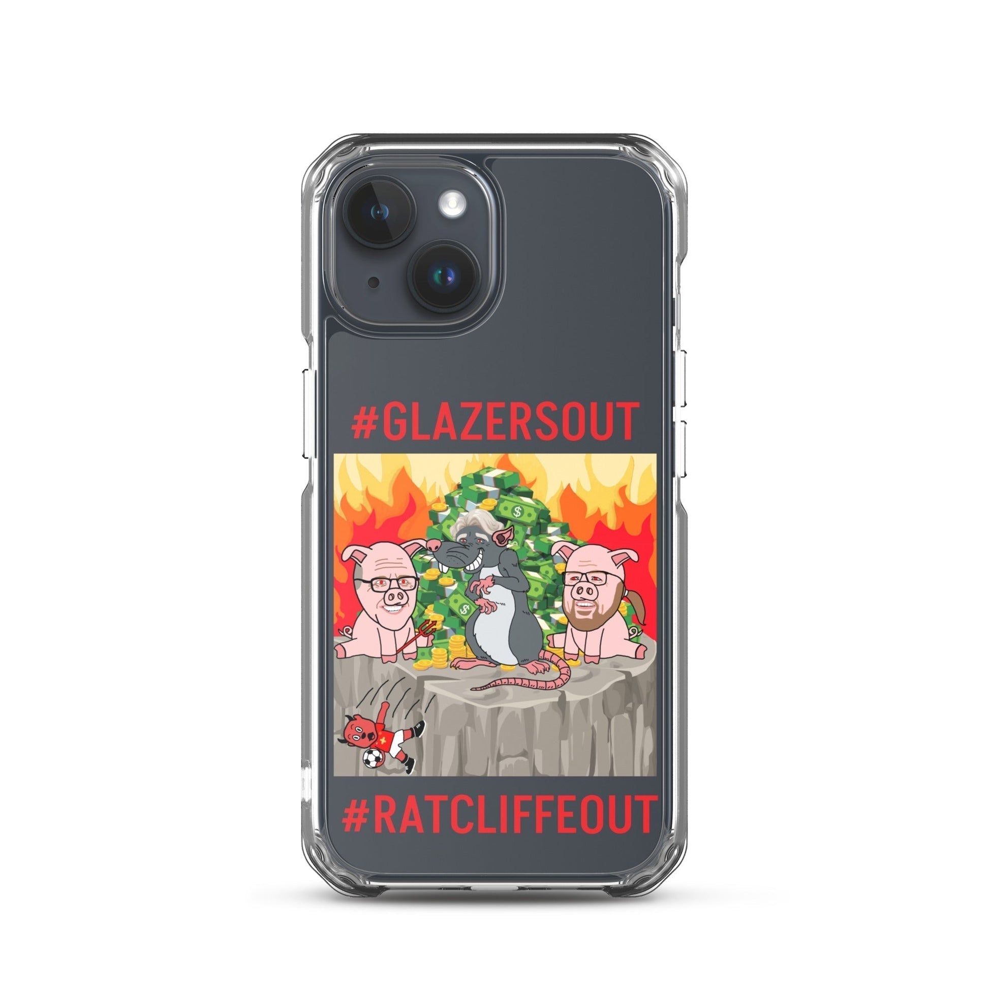 Manchester United Ratcliffe Out, Glazers Out Clear Case for iPhone® iPhone 15 Mobile Phone Cases Football GlazersOut Manchester United RatcliffeOut Next Cult Brand