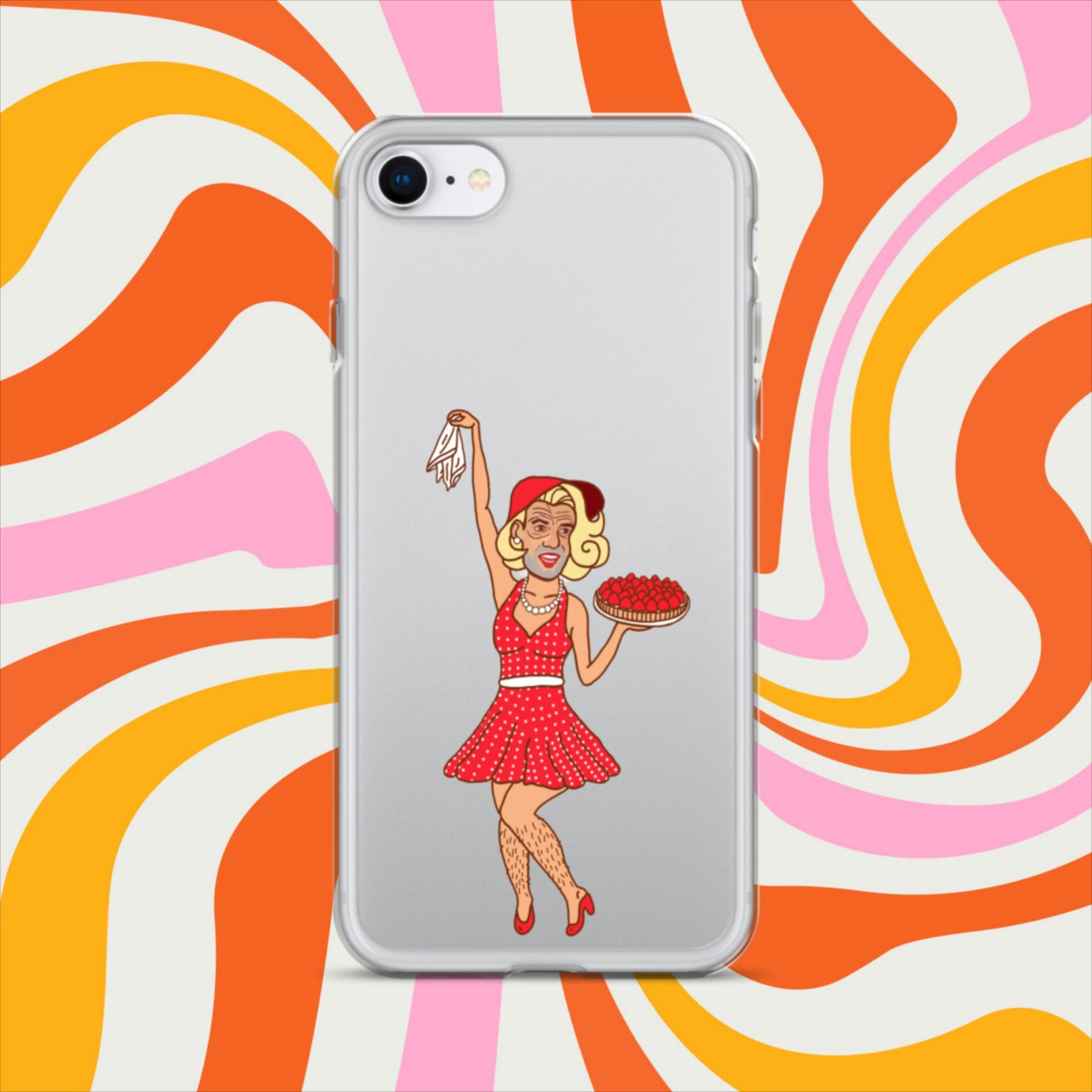 Thinnn Boy Bake Club The Fighter and The Kid TFATK Podcast Comedy 60s retro housewife Bryan Callen Clear Case for iPhone iPhone SE Mobile Phone Cases Bryan Callen Podcasts Stand-up Comedy The Fighter and The Kid (TFATK) Thinnn Boy Bake Club Next Cult Brand