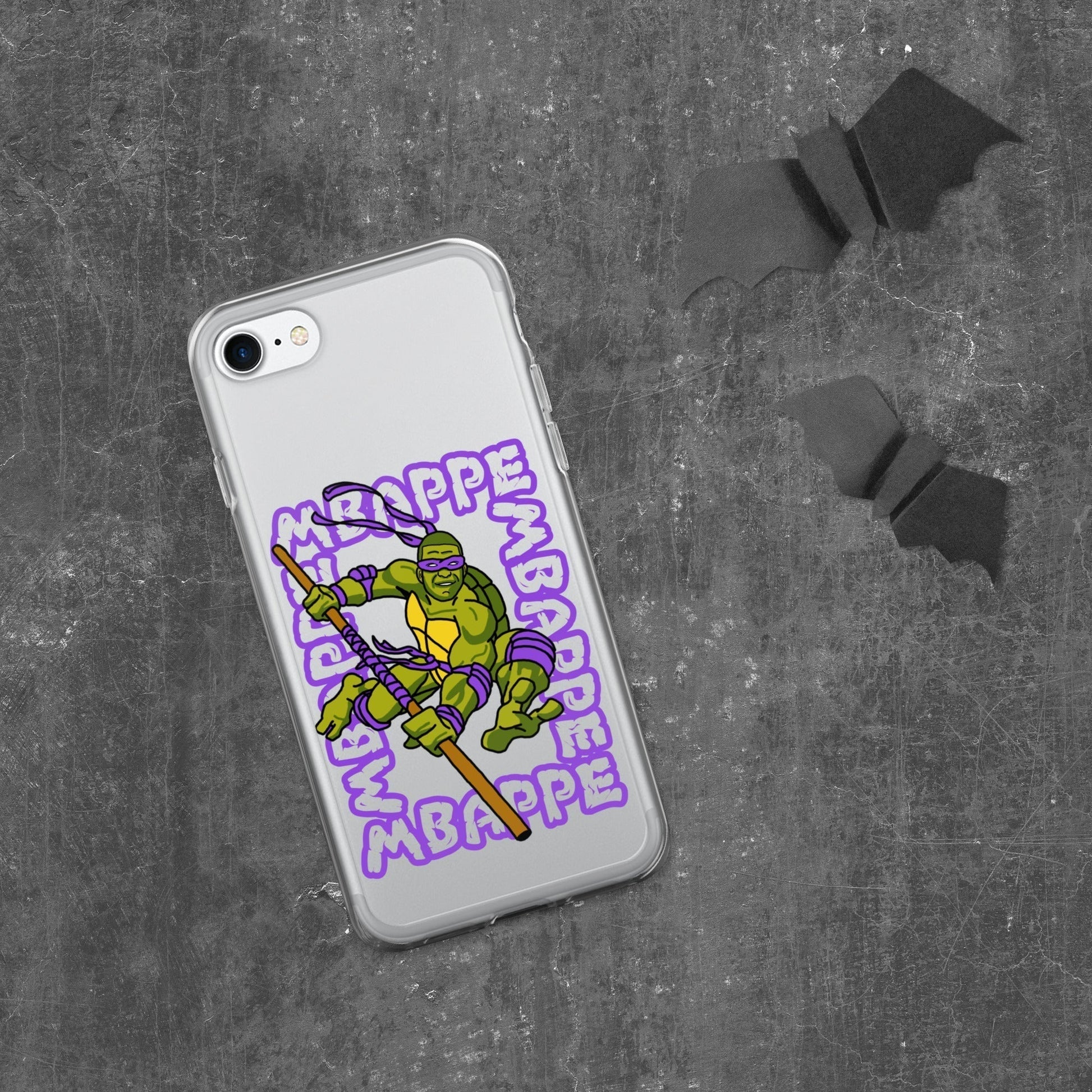 Kylian Mbappe Purple Ninja Turtle Donatello Clear Case for iPhone® Next Cult Brand Donatello, Football, Kylian Mbappe, Ninja Turtles, PSG