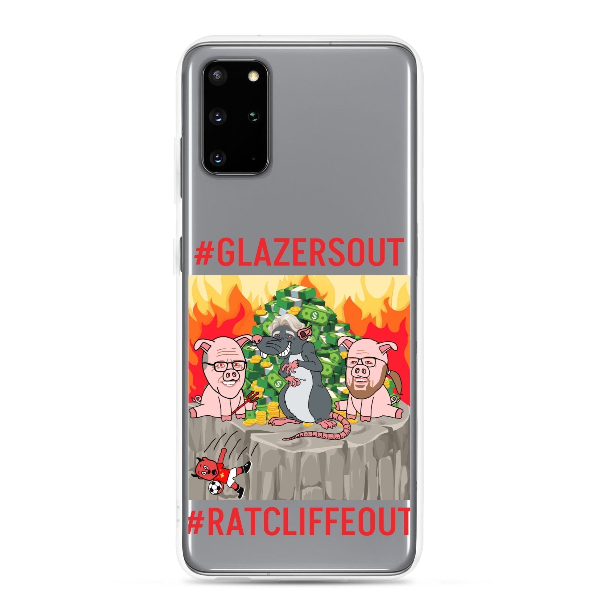 Manchester United Ratcliffe Out, Glazers Out Clear Phone Case for Samsung® Samsung Galaxy S20 Plus Mobile Phone Cases Football GlazersOut Manchester United RatcliffeOut Next Cult Brand