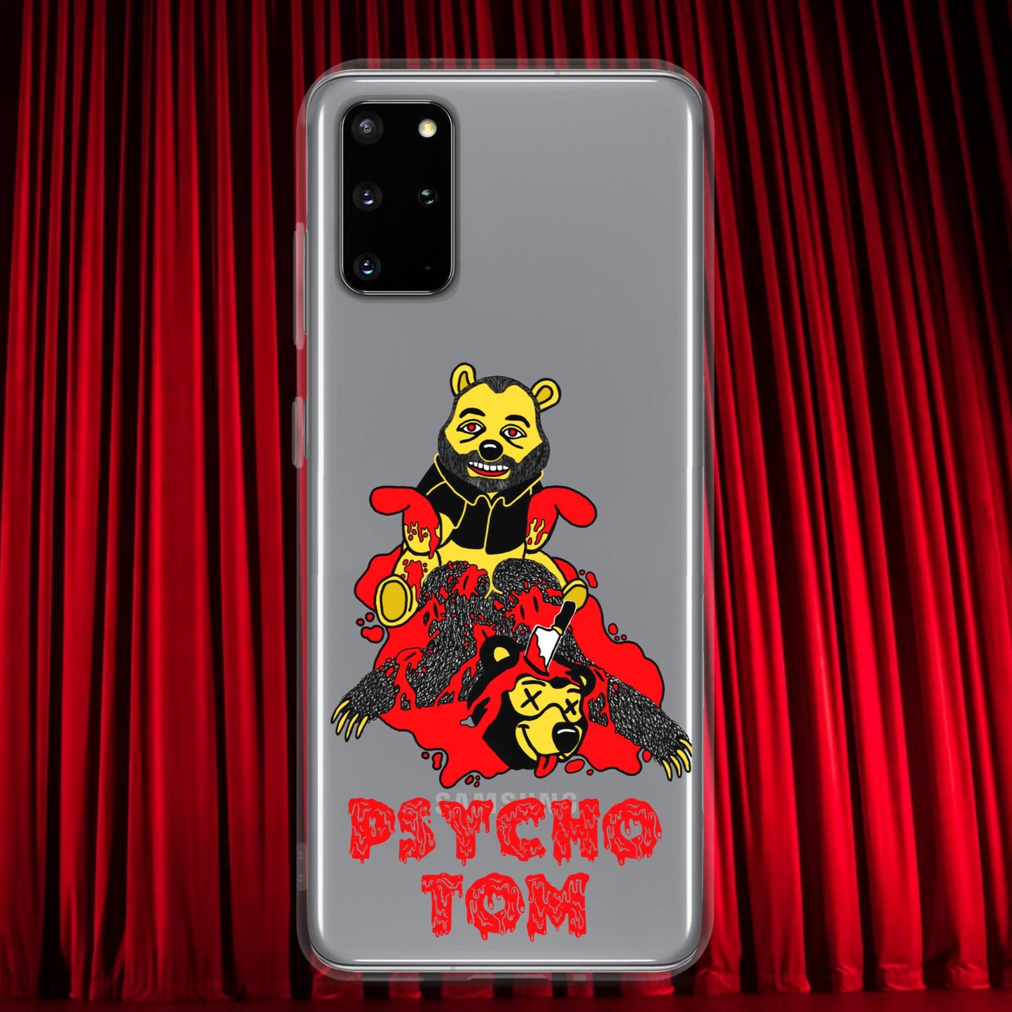 Psycho Tom Segura Clear Case for Samsung, Tom Segura Samsung case, Tom Segura phone case, 2b1c phone case, 2 Bears 1 Cave merch, YMH merch Next Cult Brand 2 Bears 1 Cave, Podcasts, Stand-up Comedy, Tom Segura, YMH