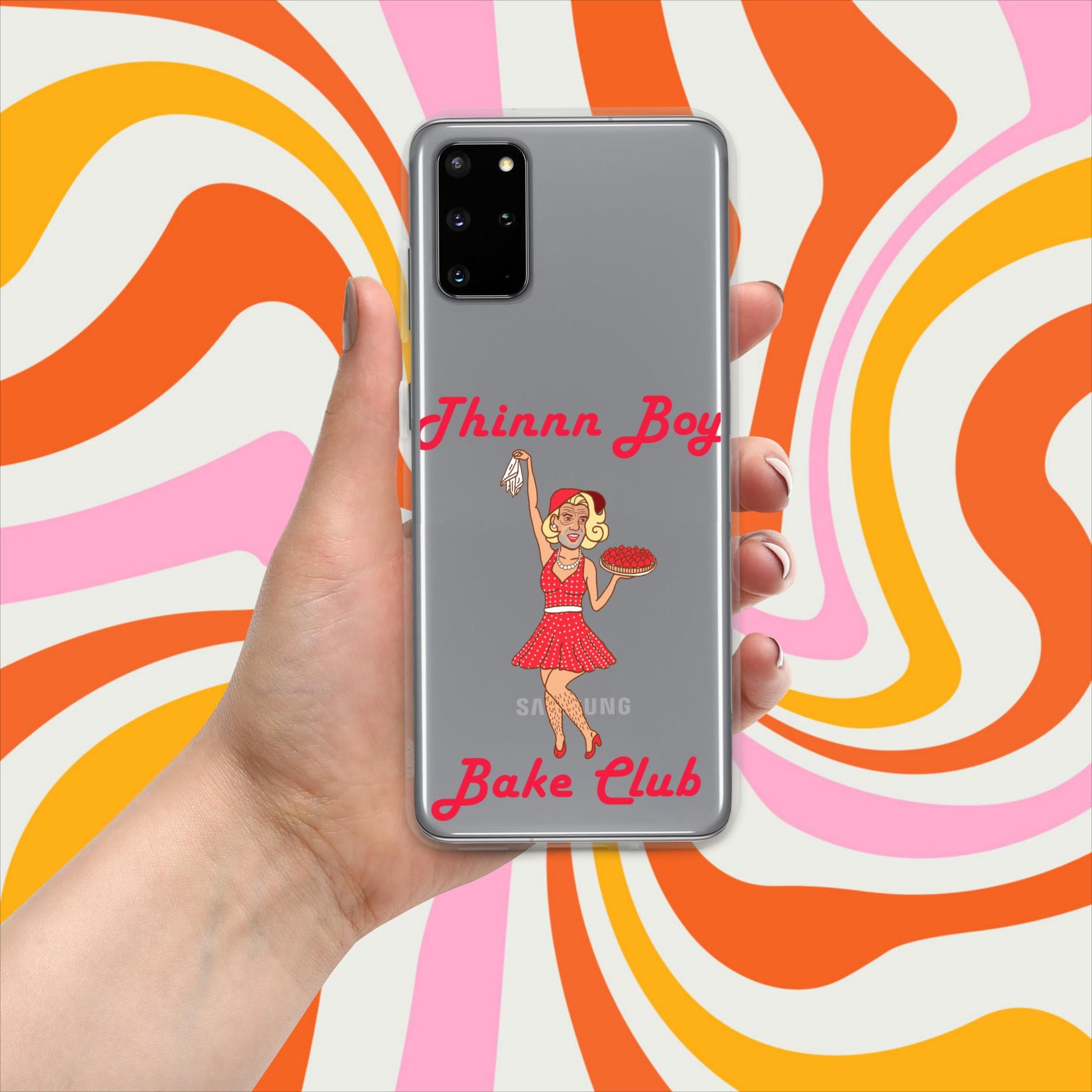 Thinnn Boy Bake Club The Fighter and The Kid TFATK Podcast Comedy 60s retro housewife Bryan Callen Clear Case for Samsung Samsung Galaxy S20 Plus Mobile Phone Cases Bryan Callen Podcasts Stand-up Comedy The Fighter and The Kid (TFATK) Thinnn Boy Bake Club Next Cult Brand