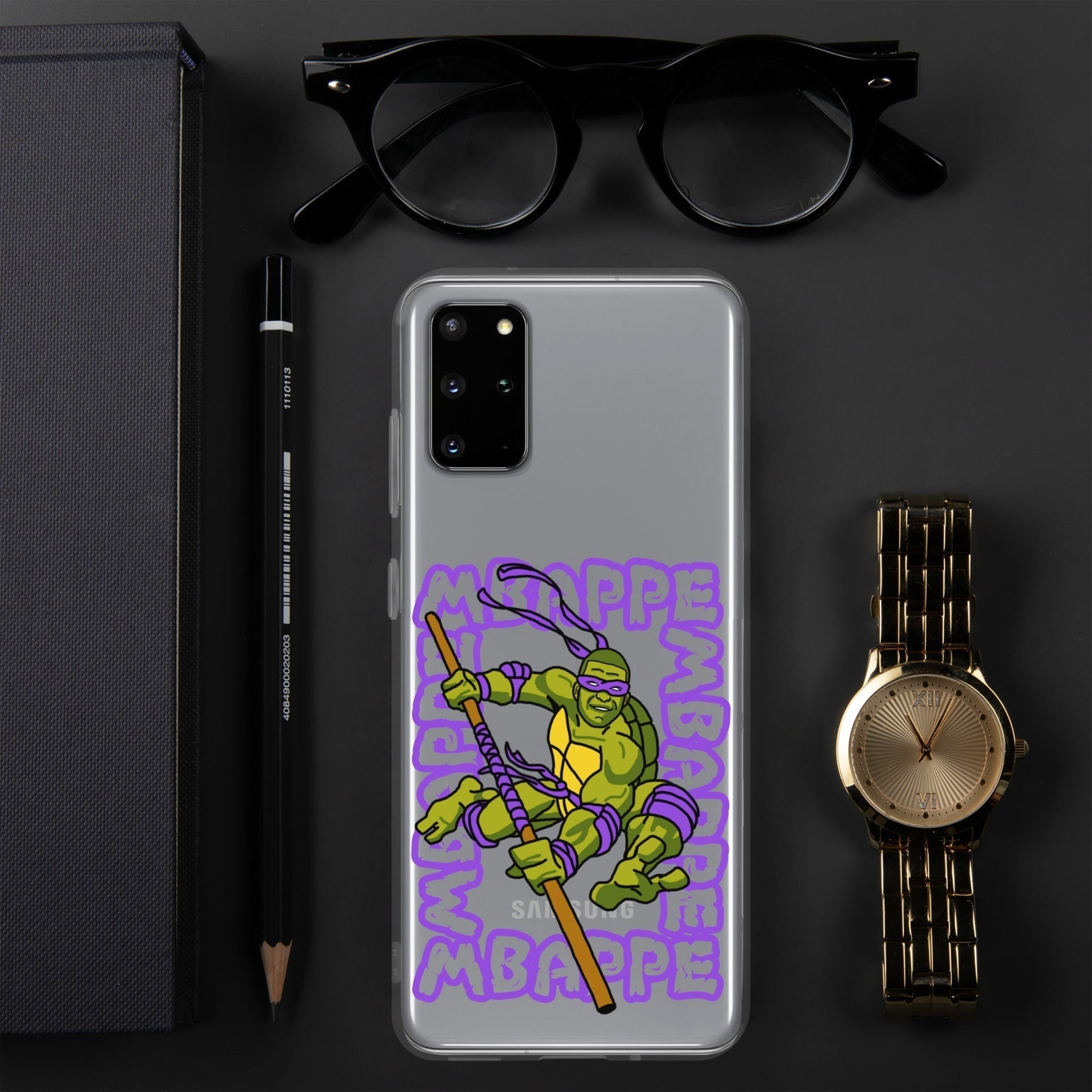 Kylian Mbappe Purple Ninja Turtle Donatello Clear Case for Samsung® Next Cult Brand Donatello, Football, Kylian Mbappe, Ninja Turtles, PSG