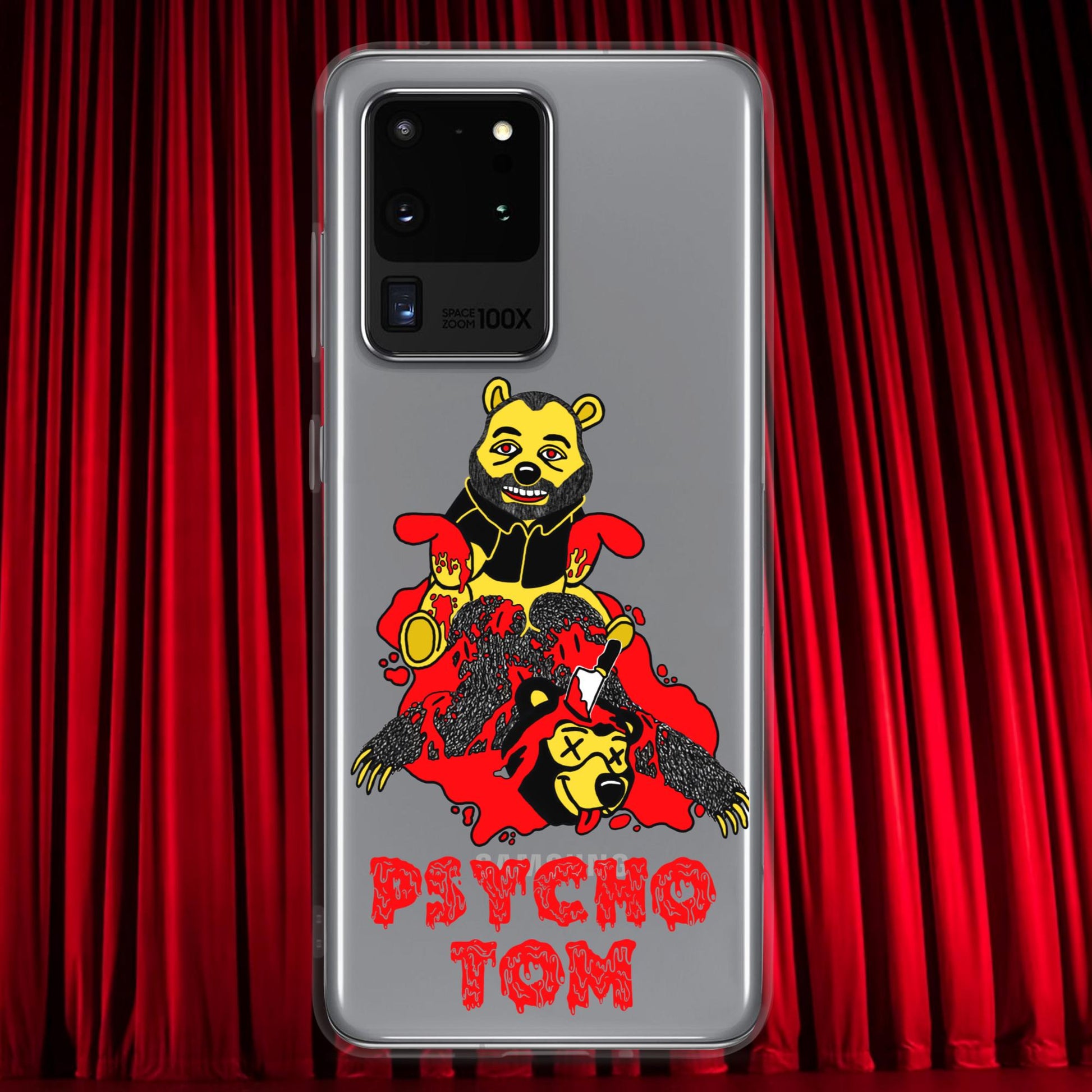 Psycho Tom Segura Clear Case for Samsung, Tom Segura Samsung case, Tom Segura phone case, 2b1c phone case, 2 Bears 1 Cave merch, YMH merch Next Cult Brand 2 Bears 1 Cave, Podcasts, Stand-up Comedy, Tom Segura, YMH