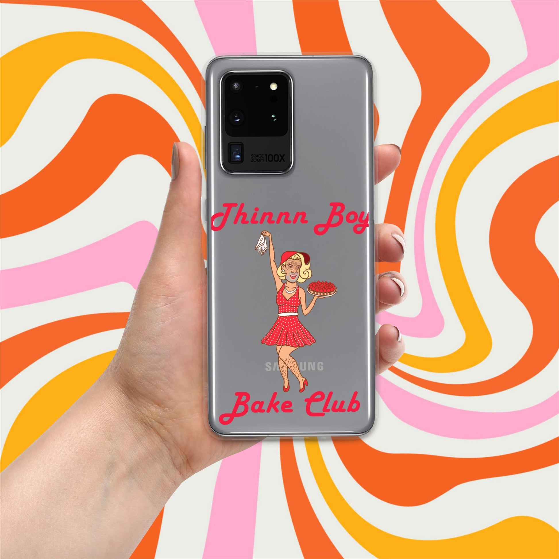 Thinnn Boy Bake Club The Fighter and The Kid TFATK Podcast Comedy 60s retro housewife Bryan Callen Clear Case for Samsung Samsung Galaxy S20 Ultra Mobile Phone Cases Bryan Callen Podcasts Stand-up Comedy The Fighter and The Kid (TFATK) Thinnn Boy Bake Club Next Cult Brand