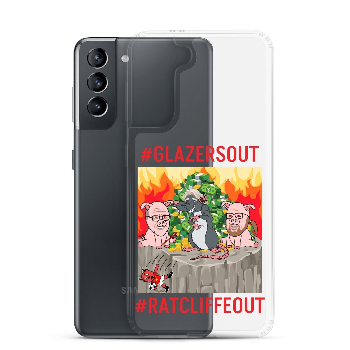 Manchester United Ratcliffe Out, Glazers Out Clear Phone Case for Samsung® Mobile Phone Cases Football GlazersOut Manchester United RatcliffeOut Next Cult Brand