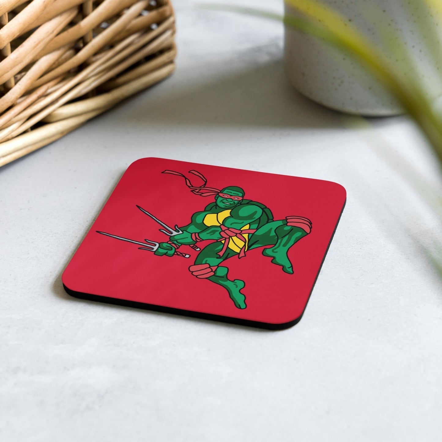 Kylian Mbappe Red Ninja Turtle Raphael Cork-back coaster Next Cult Brand Football, Kylian Mbappe, Ninja Turtles, PSG, Raphael