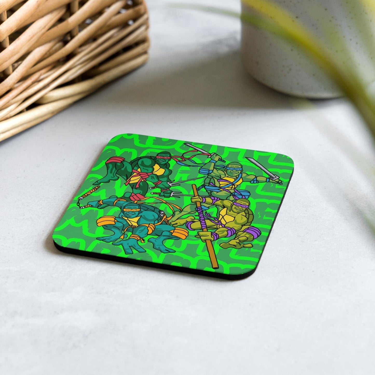 Kylian Mbappe Ninja Turtles funny football/ soccer meme Cork-back coaster green Default Title Coasters Football Kylian Mbappe Ninja Turtles PSG Real Madrid Next Cult Brand