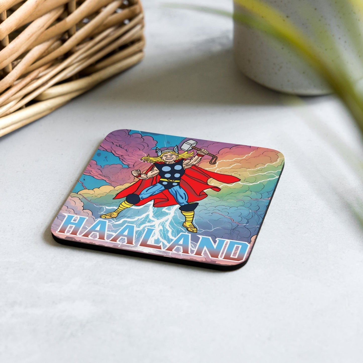 Erling Haaland Thor Avenger Manchester City Funny Football/ Soccer Meme Cork-back coaster Next Cult Brand Erling Haaland, Football, Manchester City, Thor