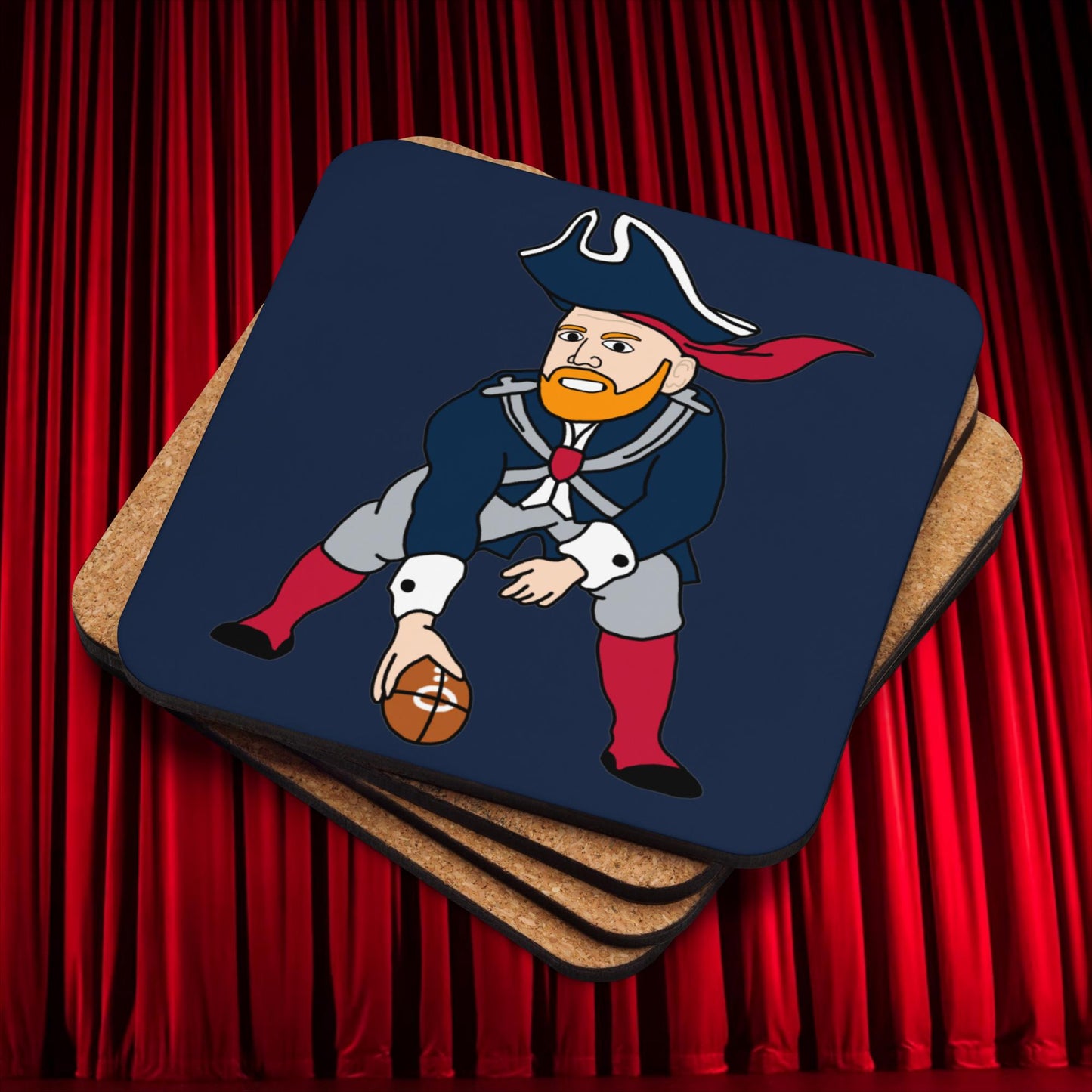 Bill Burrdy New England Patriots NFL Tom Brady Bill Burr Cork-back coaster Next Cult Brand American Football, Bill Burr, Monday Morning Podcast, New England Patriots, NFL, Podcasts, Stand-up Comedy